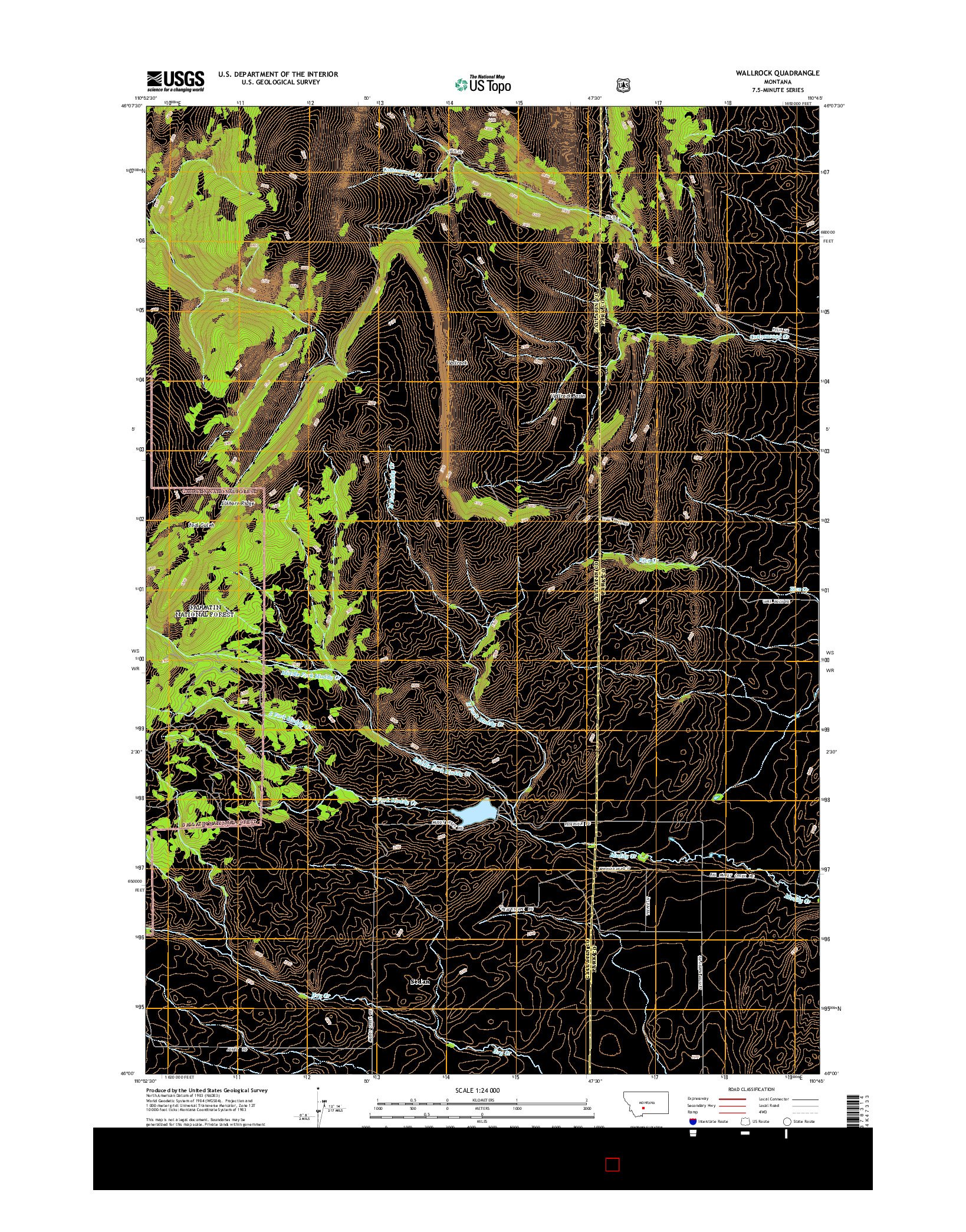 USGS US TOPO 7.5-MINUTE MAP FOR WALLROCK, MT 2014