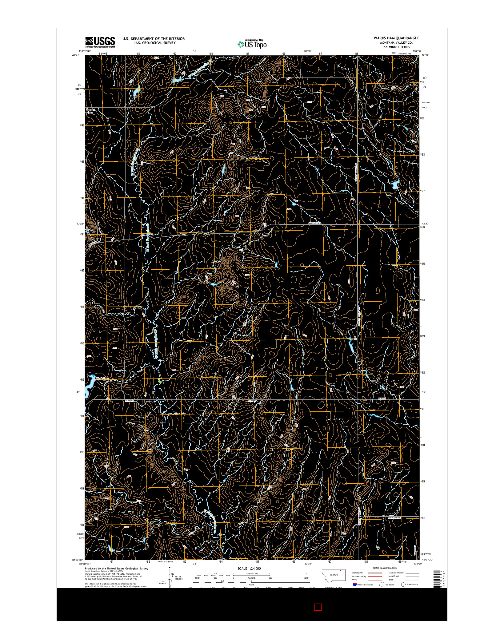 USGS US TOPO 7.5-MINUTE MAP FOR WARDS DAM, MT 2014