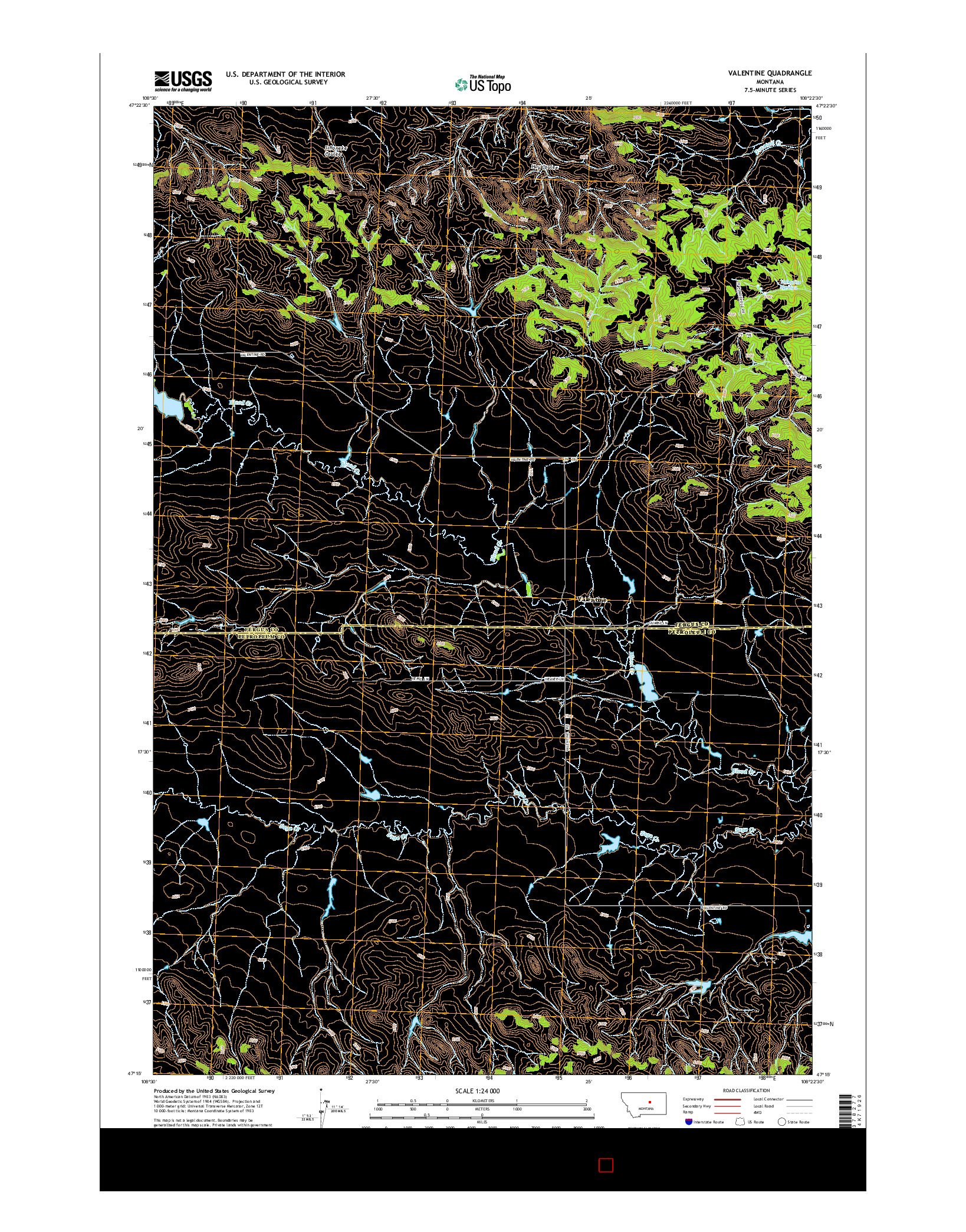 USGS US TOPO 7.5-MINUTE MAP FOR VALENTINE, MT 2014