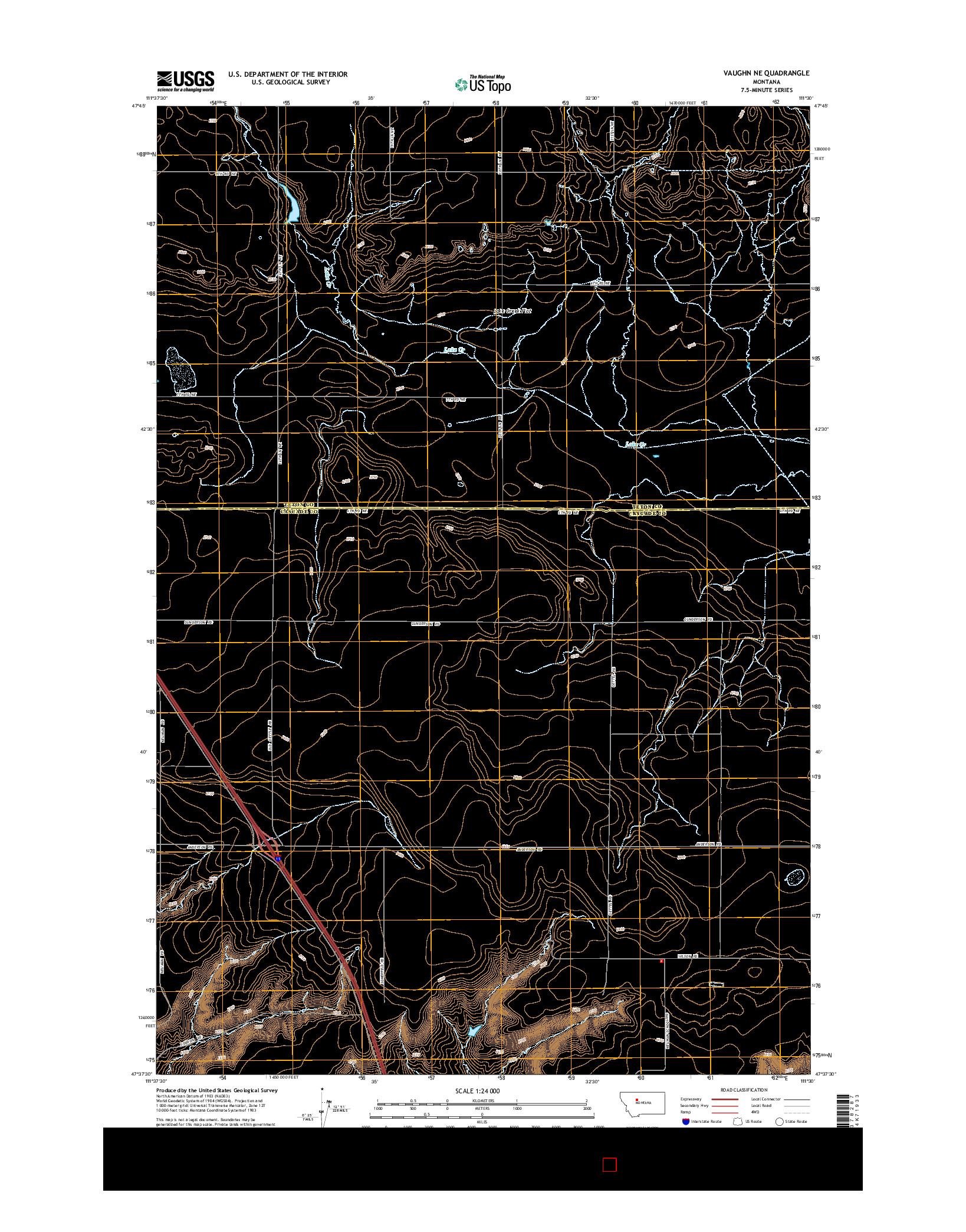 USGS US TOPO 7.5-MINUTE MAP FOR VAUGHN NE, MT 2014