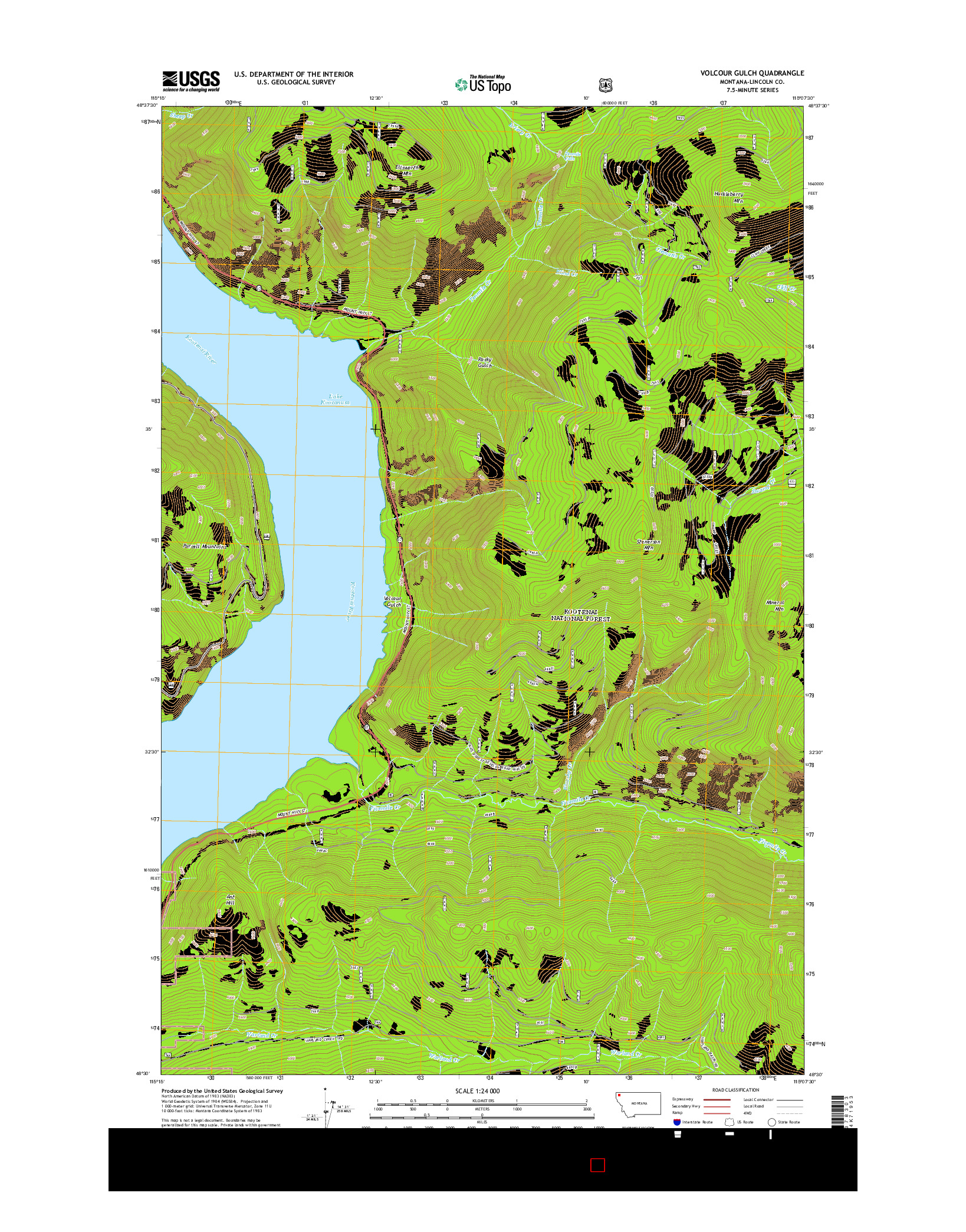 USGS US TOPO 7.5-MINUTE MAP FOR VOLCOUR GULCH, MT 2014