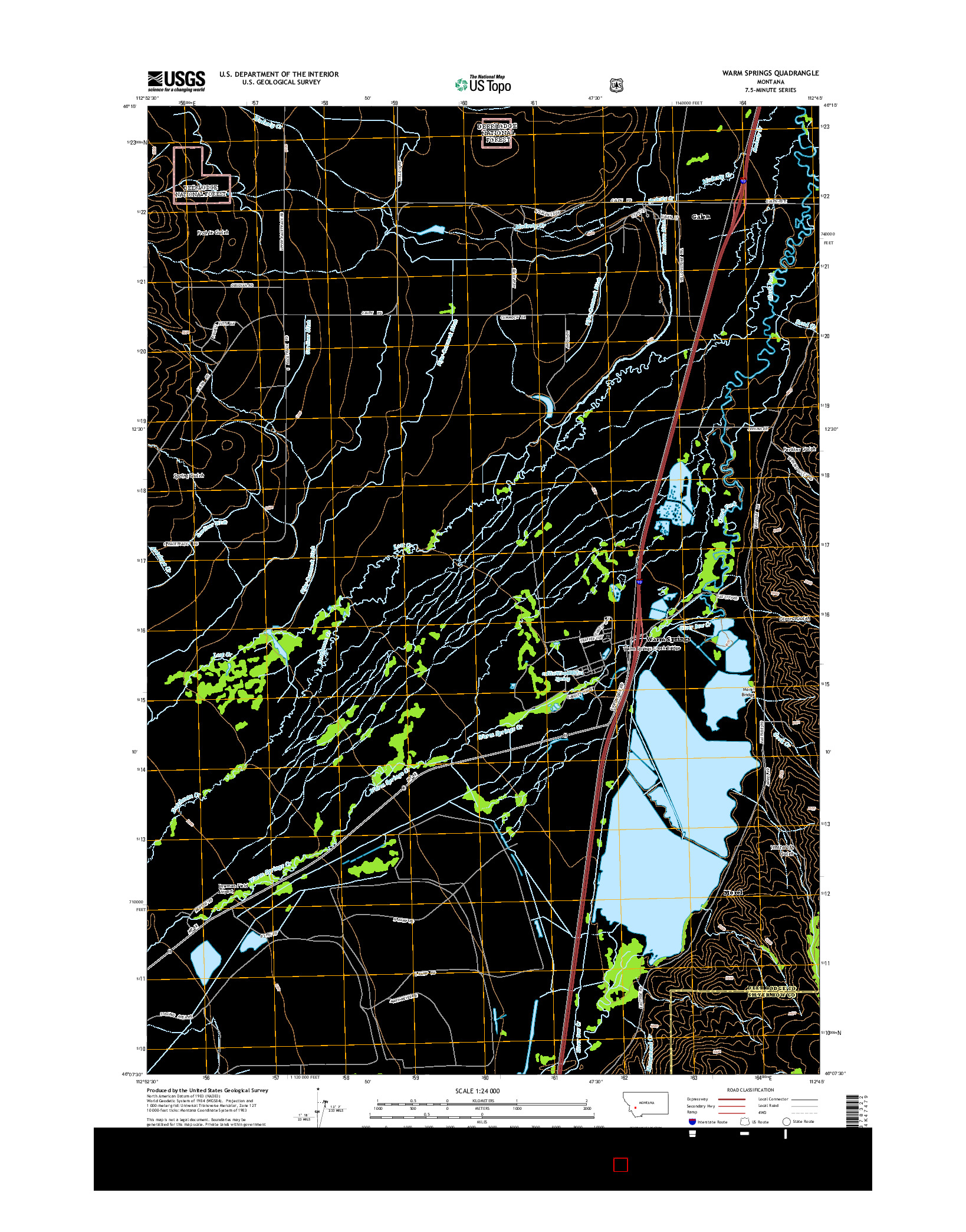 USGS US TOPO 7.5-MINUTE MAP FOR WARM SPRINGS, MT 2014