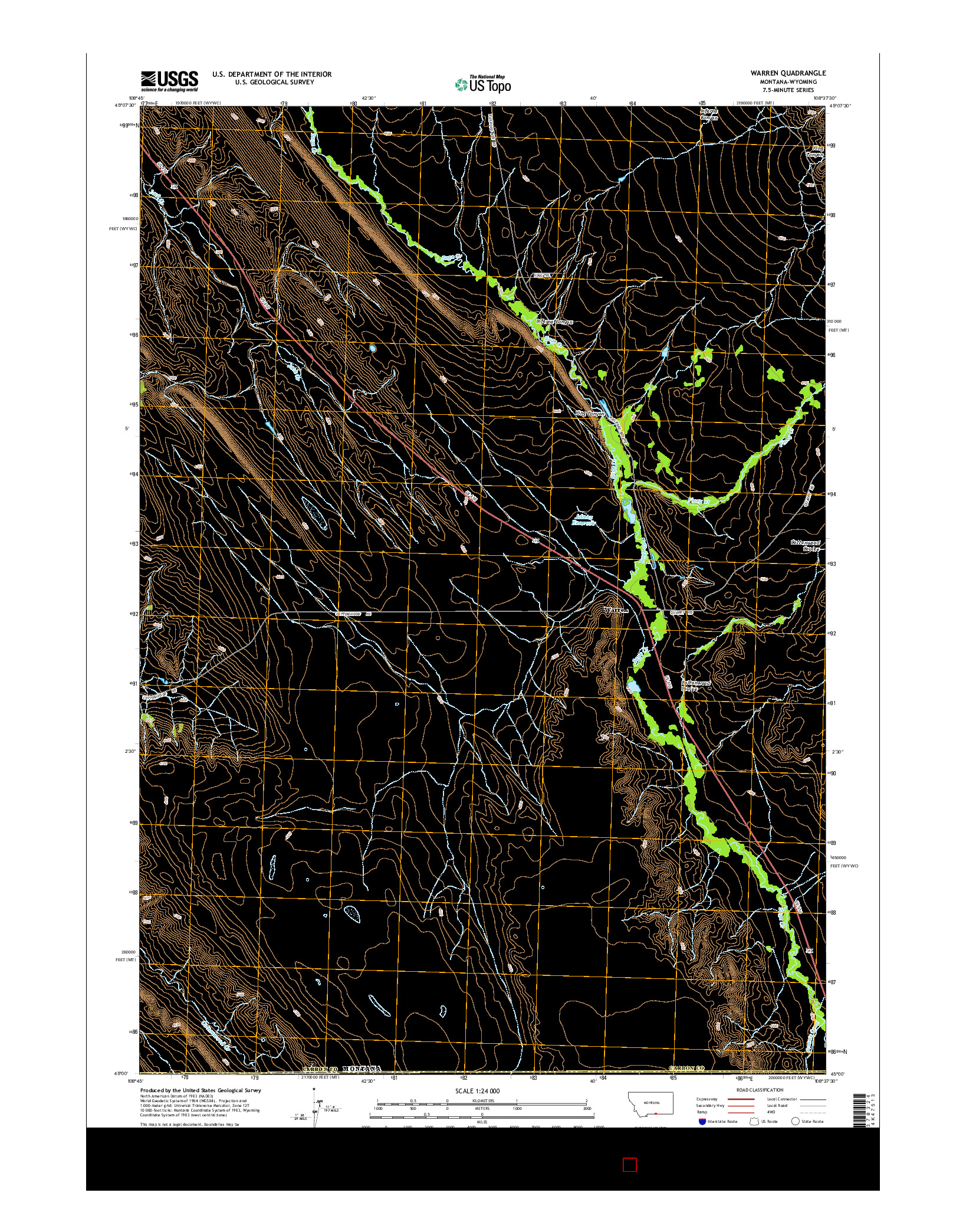 USGS US TOPO 7.5-MINUTE MAP FOR WARREN, MT-WY 2014