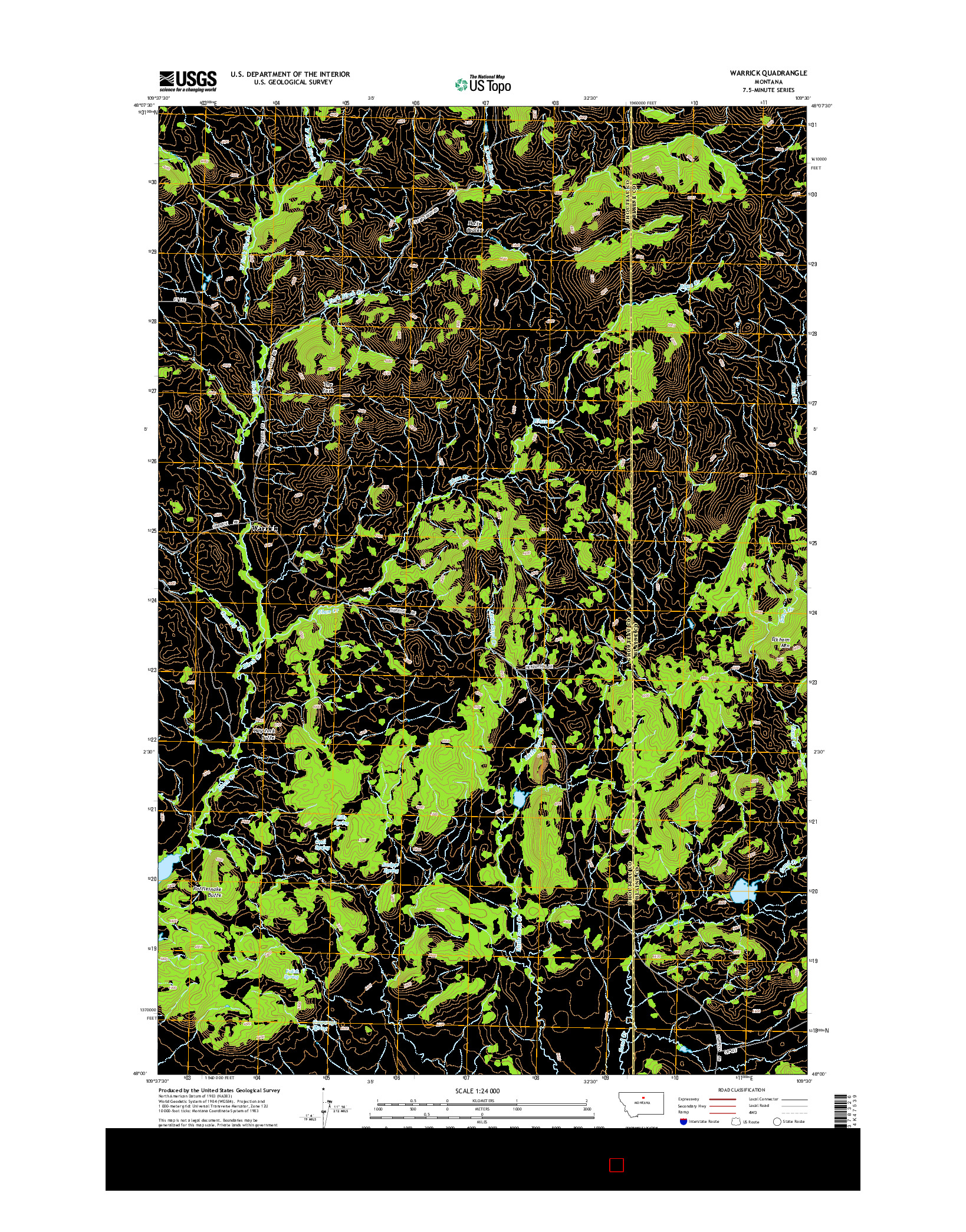 USGS US TOPO 7.5-MINUTE MAP FOR WARRICK, MT 2014