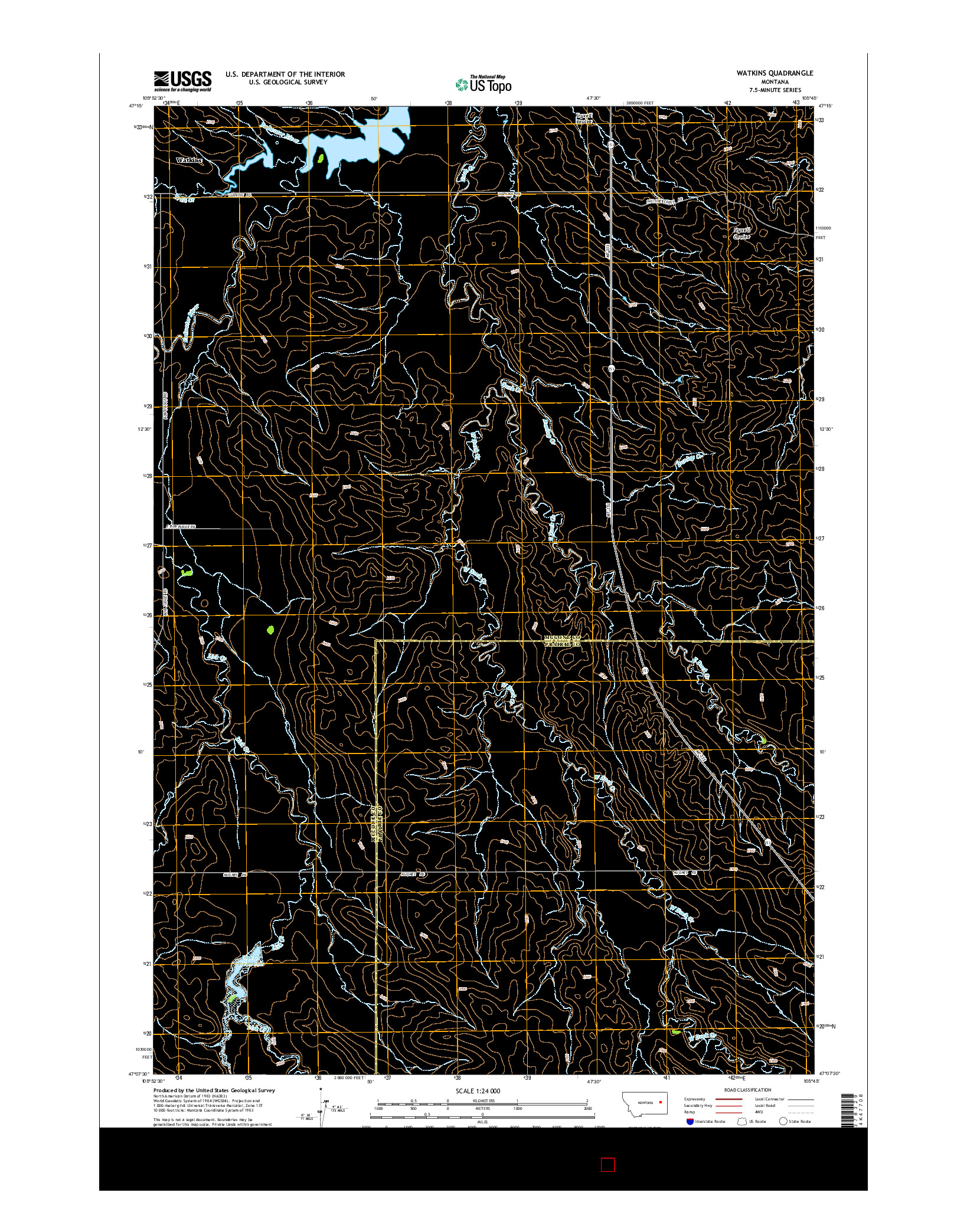 USGS US TOPO 7.5-MINUTE MAP FOR WATKINS, MT 2014