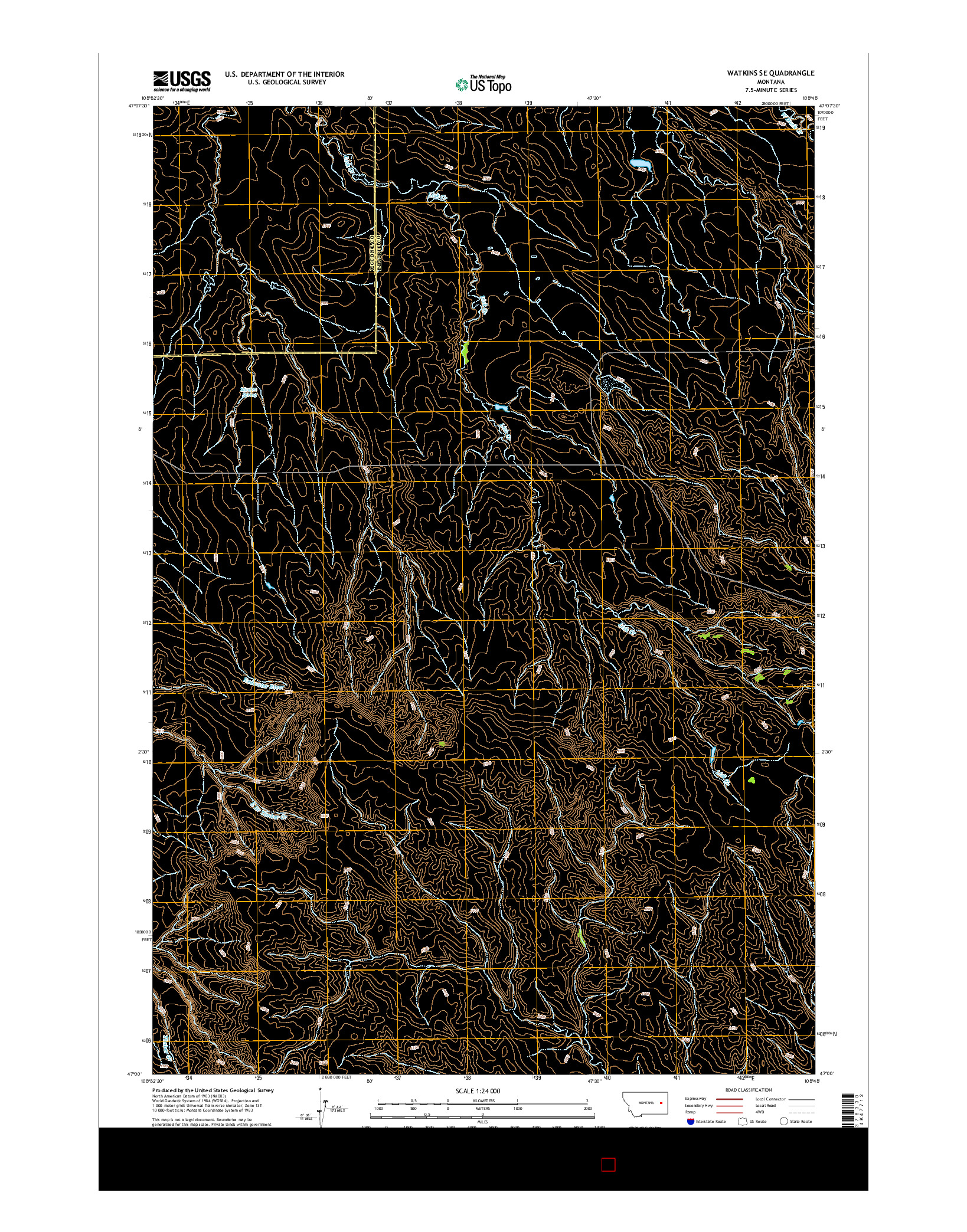 USGS US TOPO 7.5-MINUTE MAP FOR WATKINS SE, MT 2014