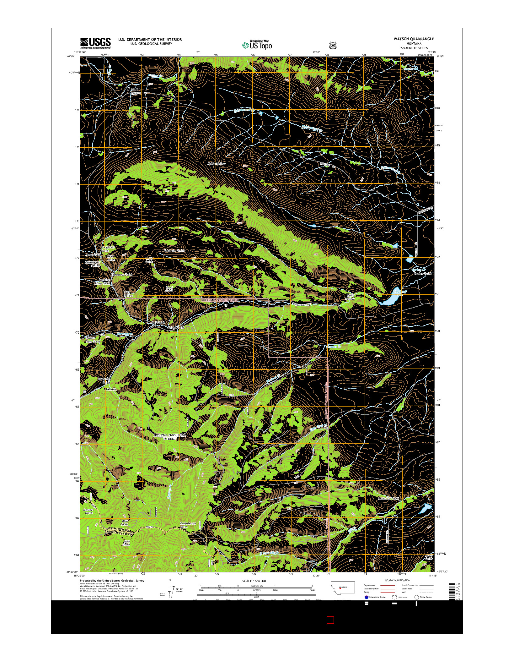 USGS US TOPO 7.5-MINUTE MAP FOR WATSON, MT 2014