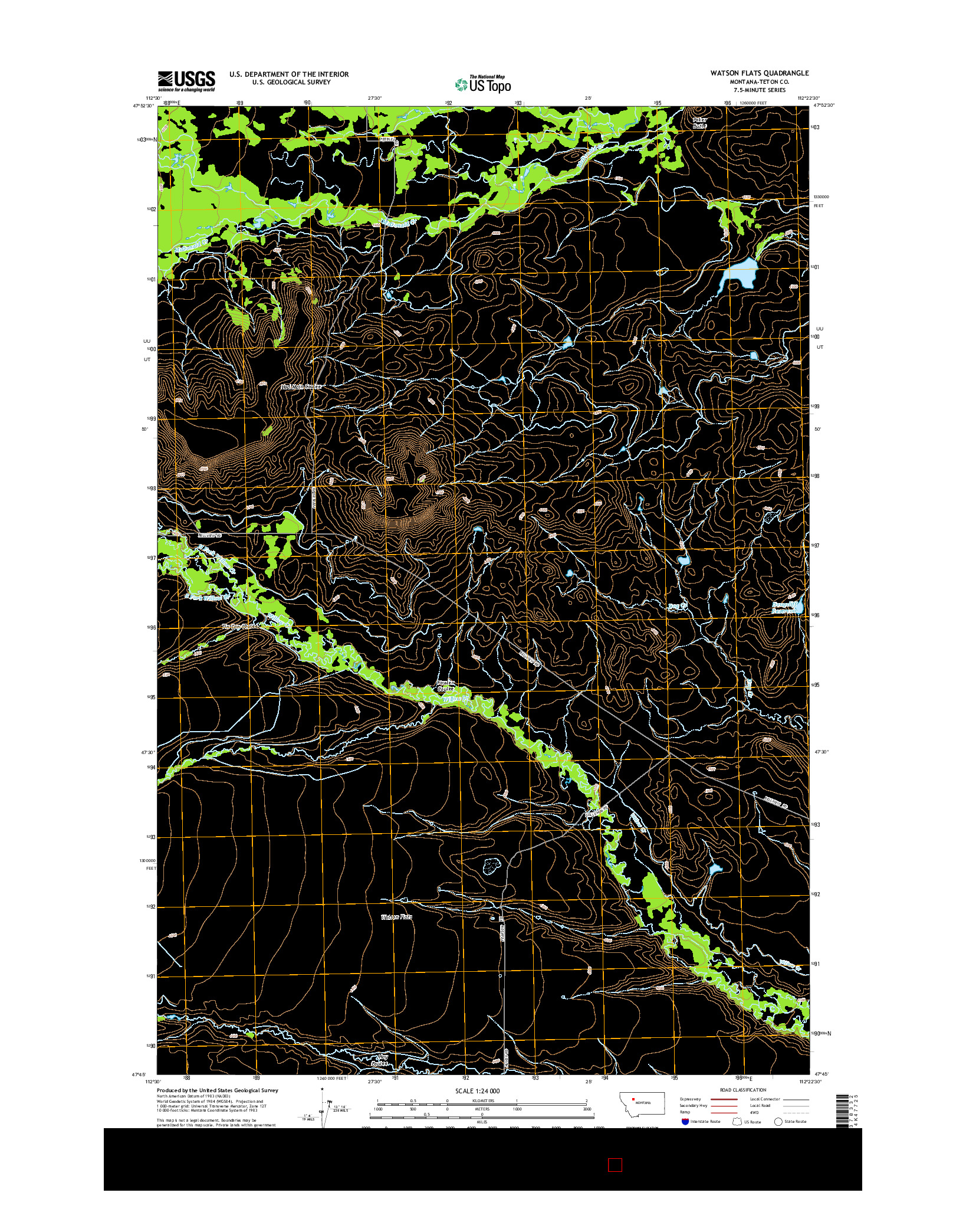 USGS US TOPO 7.5-MINUTE MAP FOR WATSON FLATS, MT 2014
