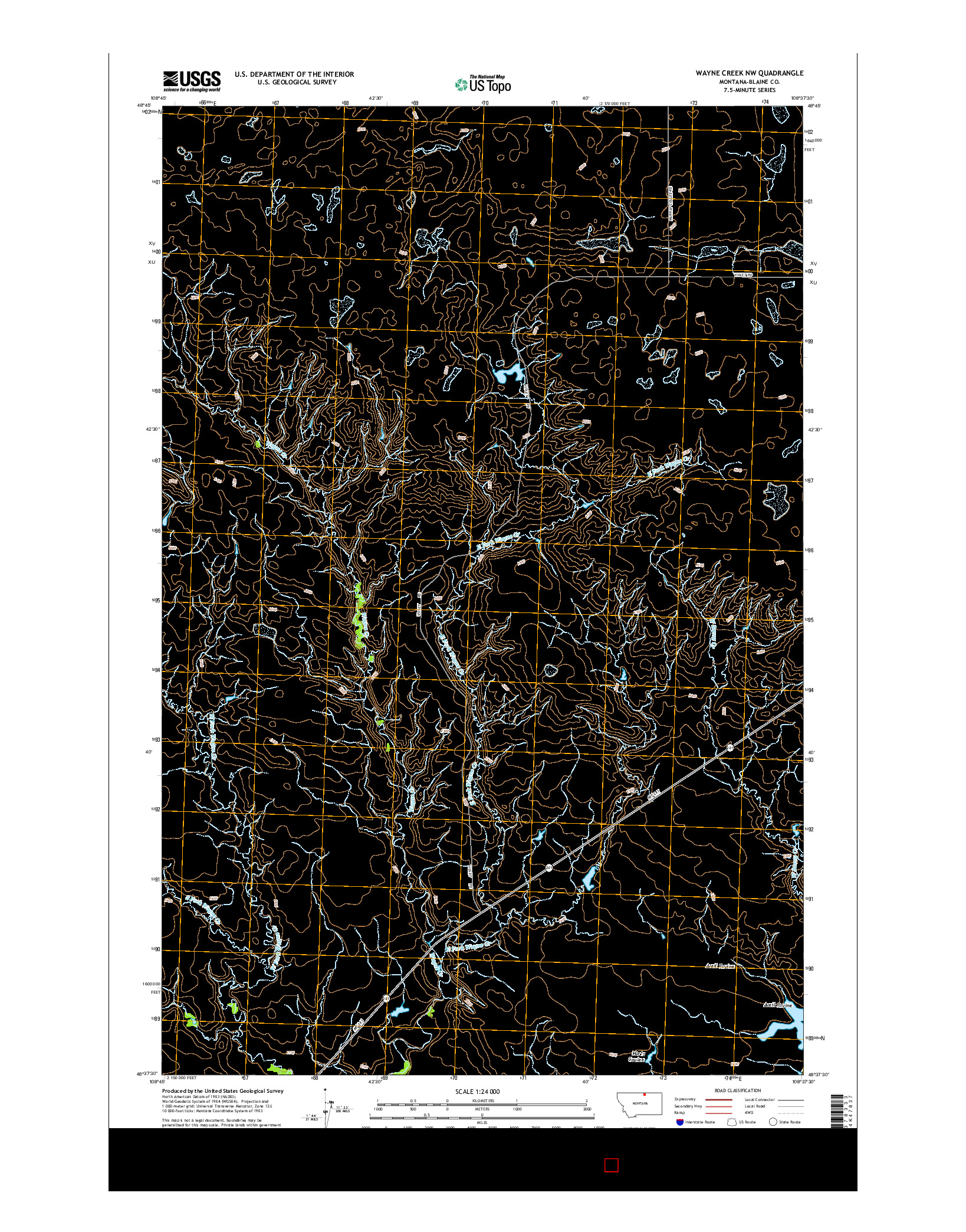 USGS US TOPO 7.5-MINUTE MAP FOR WAYNE CREEK NW, MT 2014