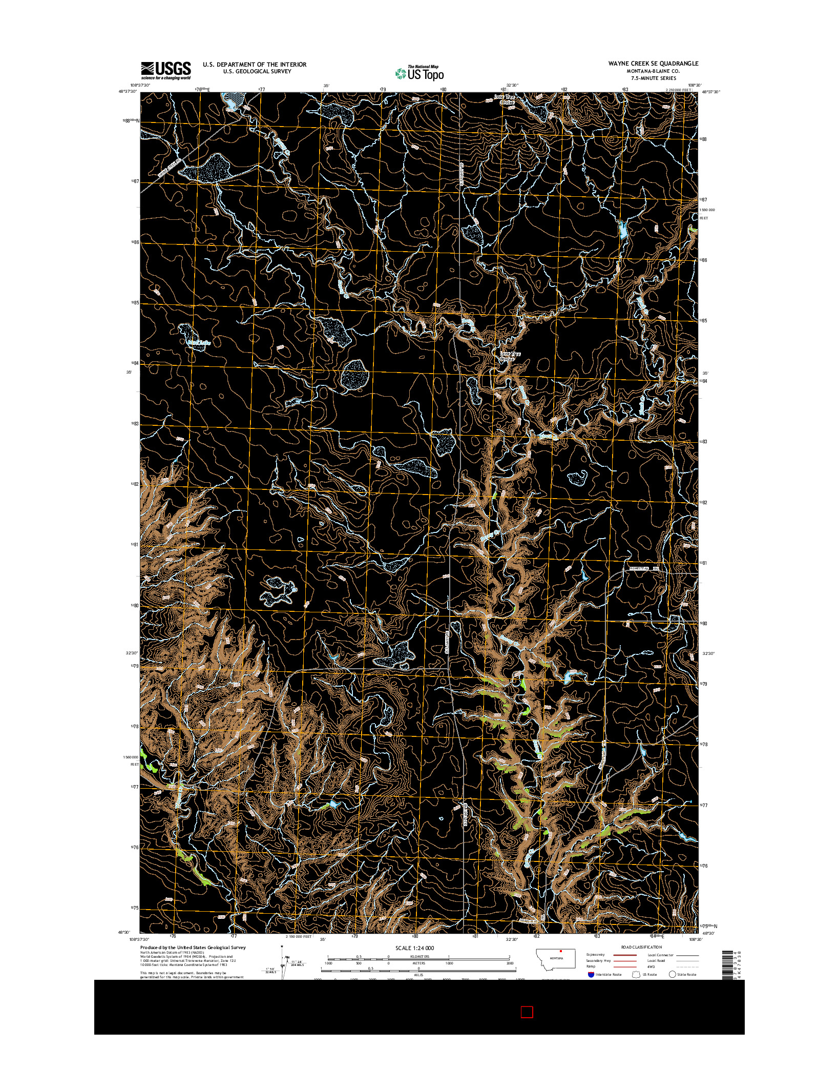 USGS US TOPO 7.5-MINUTE MAP FOR WAYNE CREEK SE, MT 2014