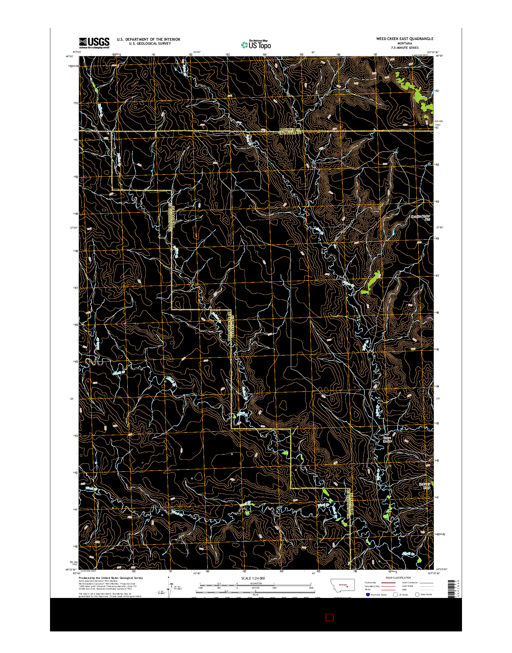 USGS US TOPO 7.5-MINUTE MAP FOR WEED CREEK EAST, MT 2014