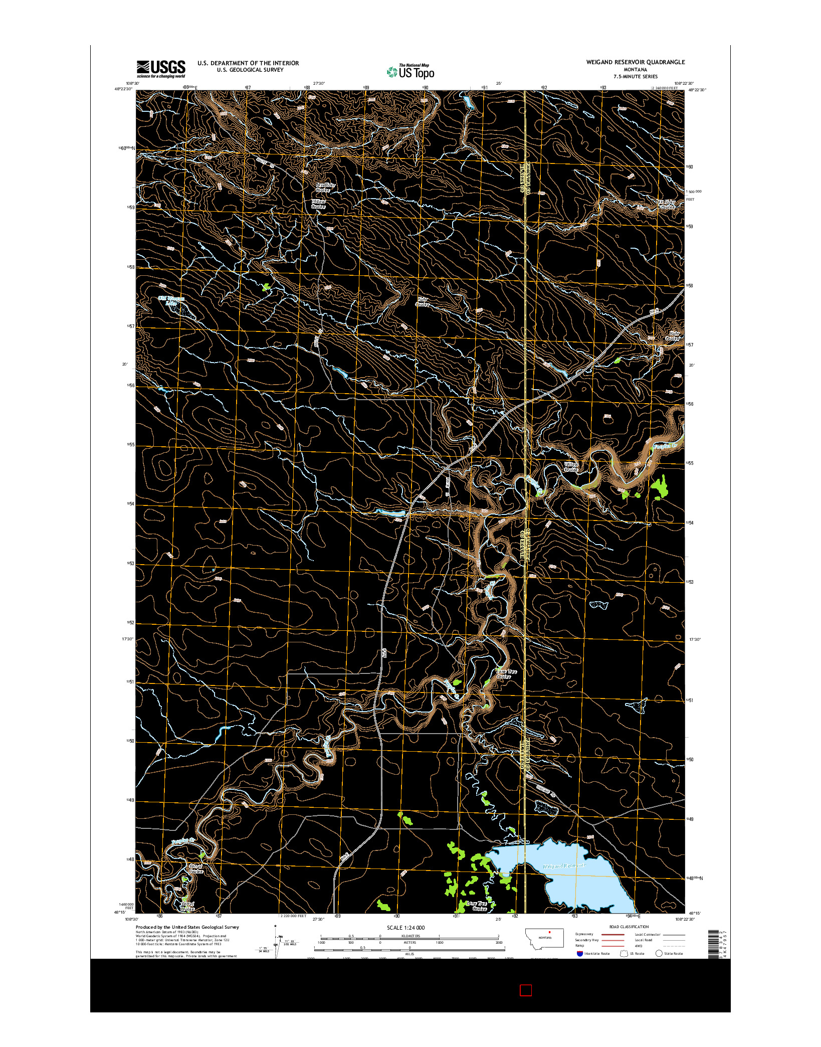 USGS US TOPO 7.5-MINUTE MAP FOR WEIGAND RESERVOIR, MT 2014