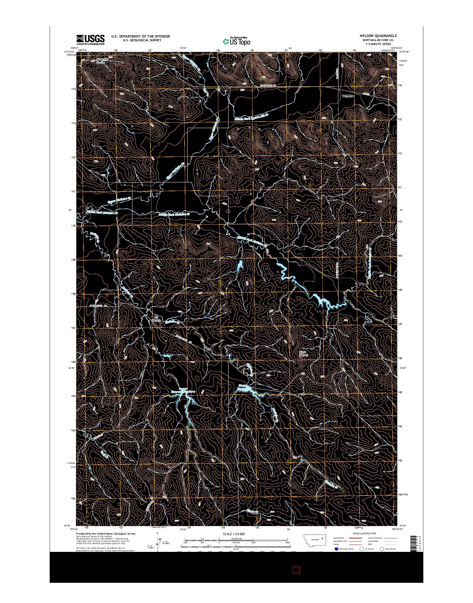 USGS US TOPO 7.5-MINUTE MAP FOR WELDON, MT 2014