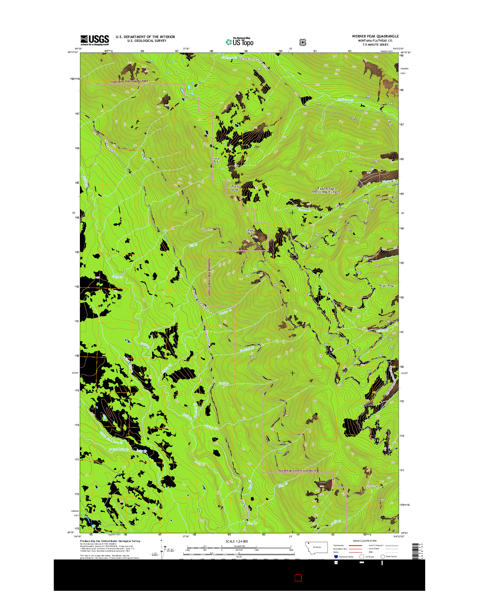 USGS US TOPO 7.5-MINUTE MAP FOR WERNER PEAK, MT 2014