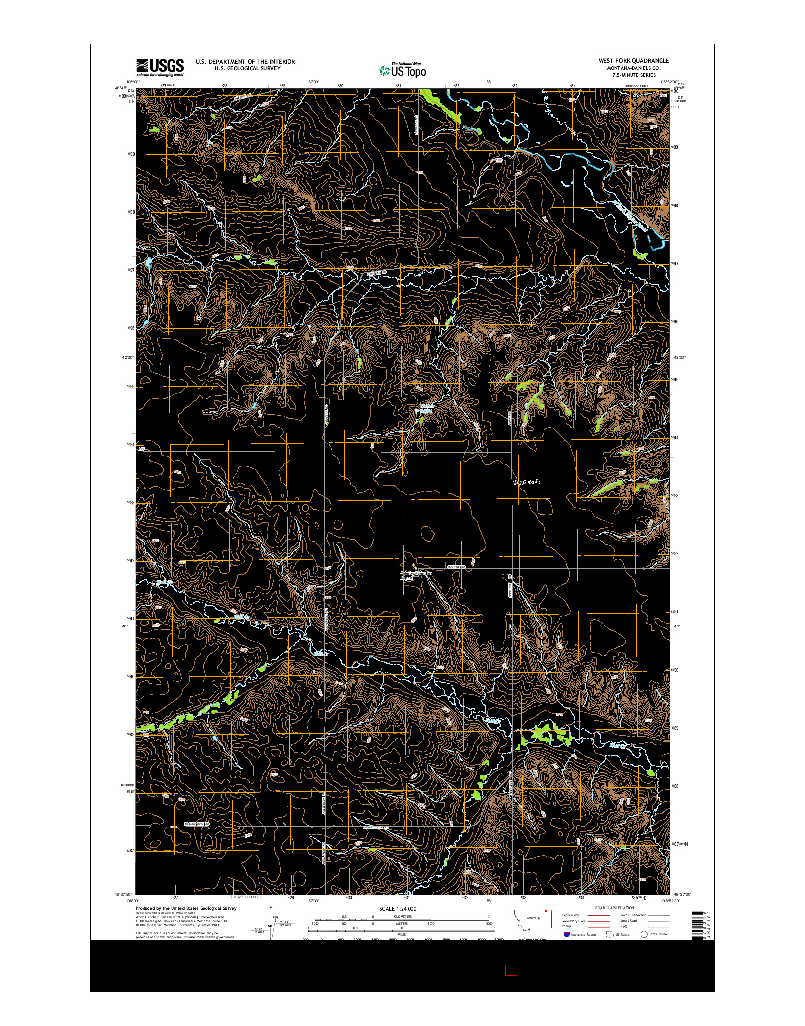 USGS US TOPO 7.5-MINUTE MAP FOR WEST FORK, MT 2014