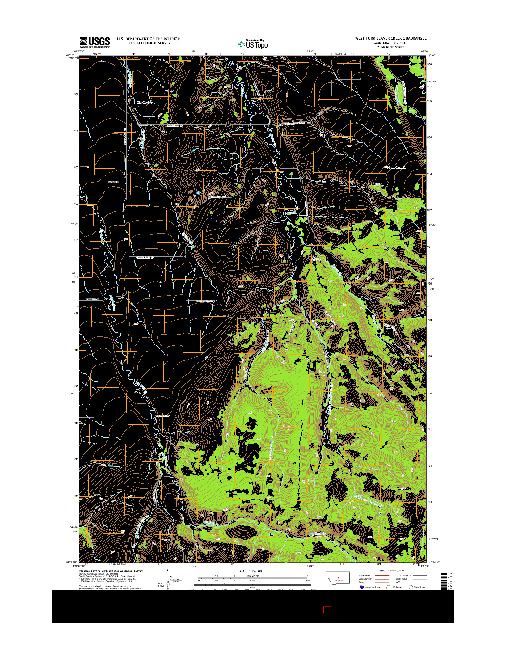 USGS US TOPO 7.5-MINUTE MAP FOR WEST FORK BEAVER CREEK, MT 2014