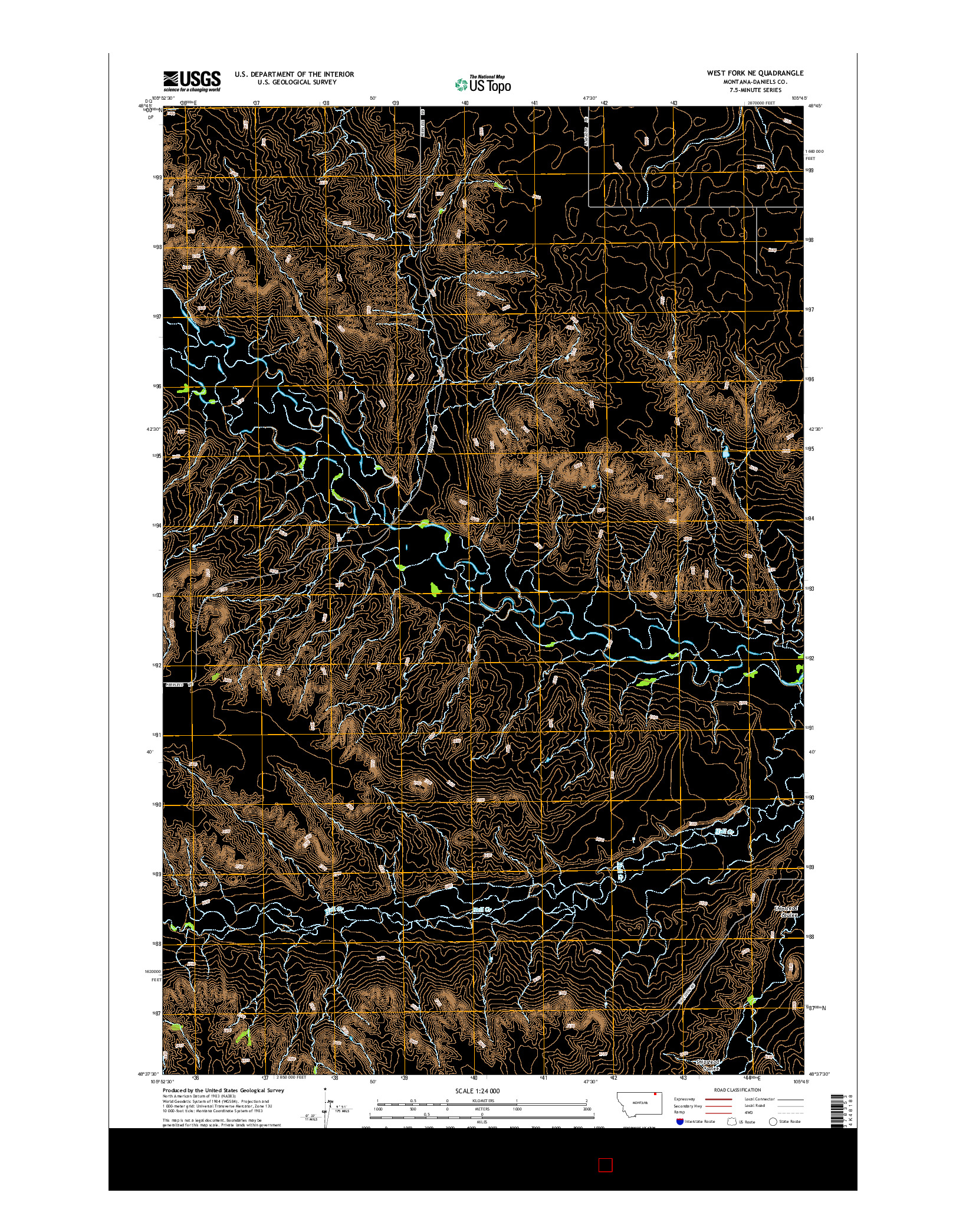 USGS US TOPO 7.5-MINUTE MAP FOR WEST FORK NE, MT 2014