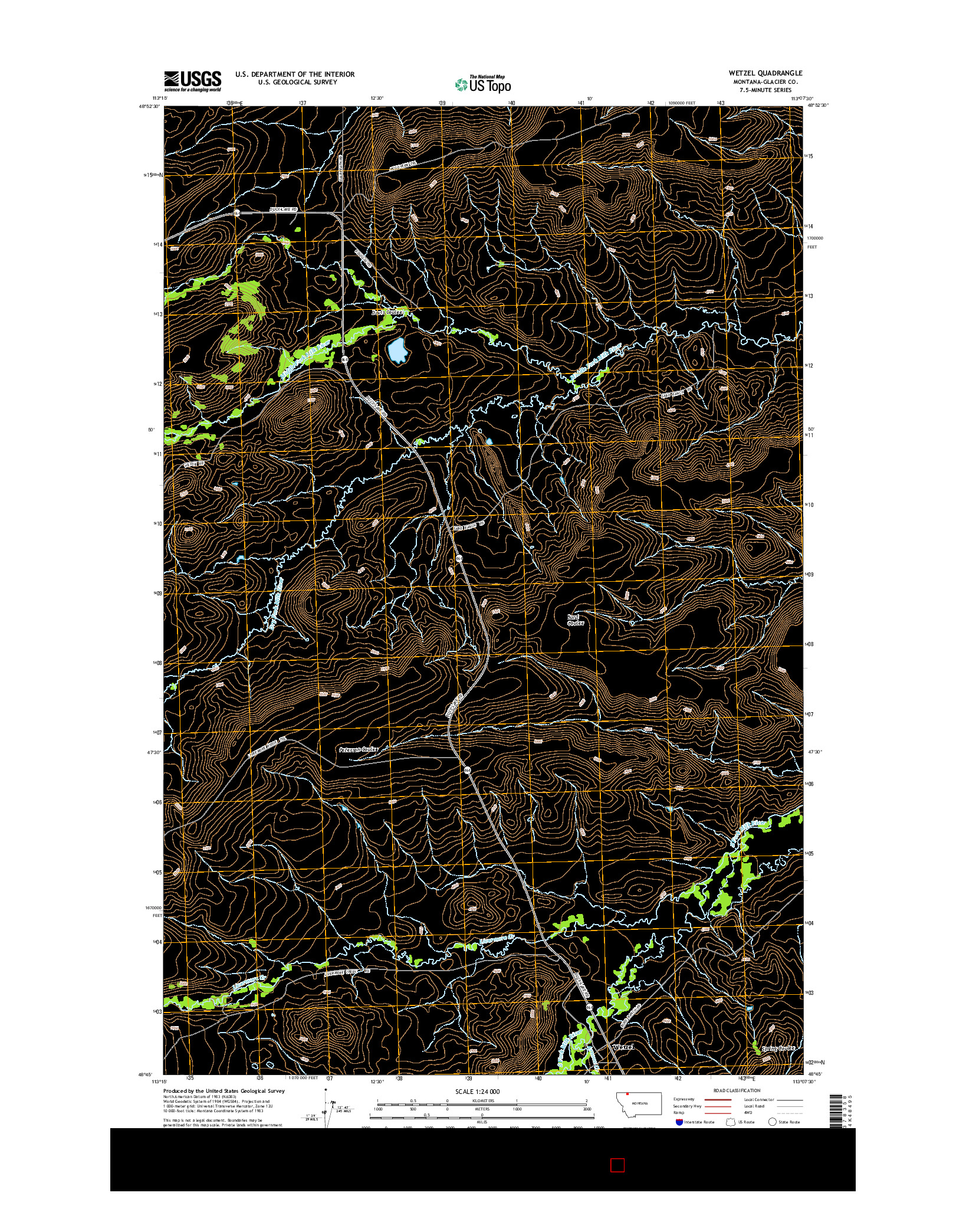 USGS US TOPO 7.5-MINUTE MAP FOR WETZEL, MT 2014
