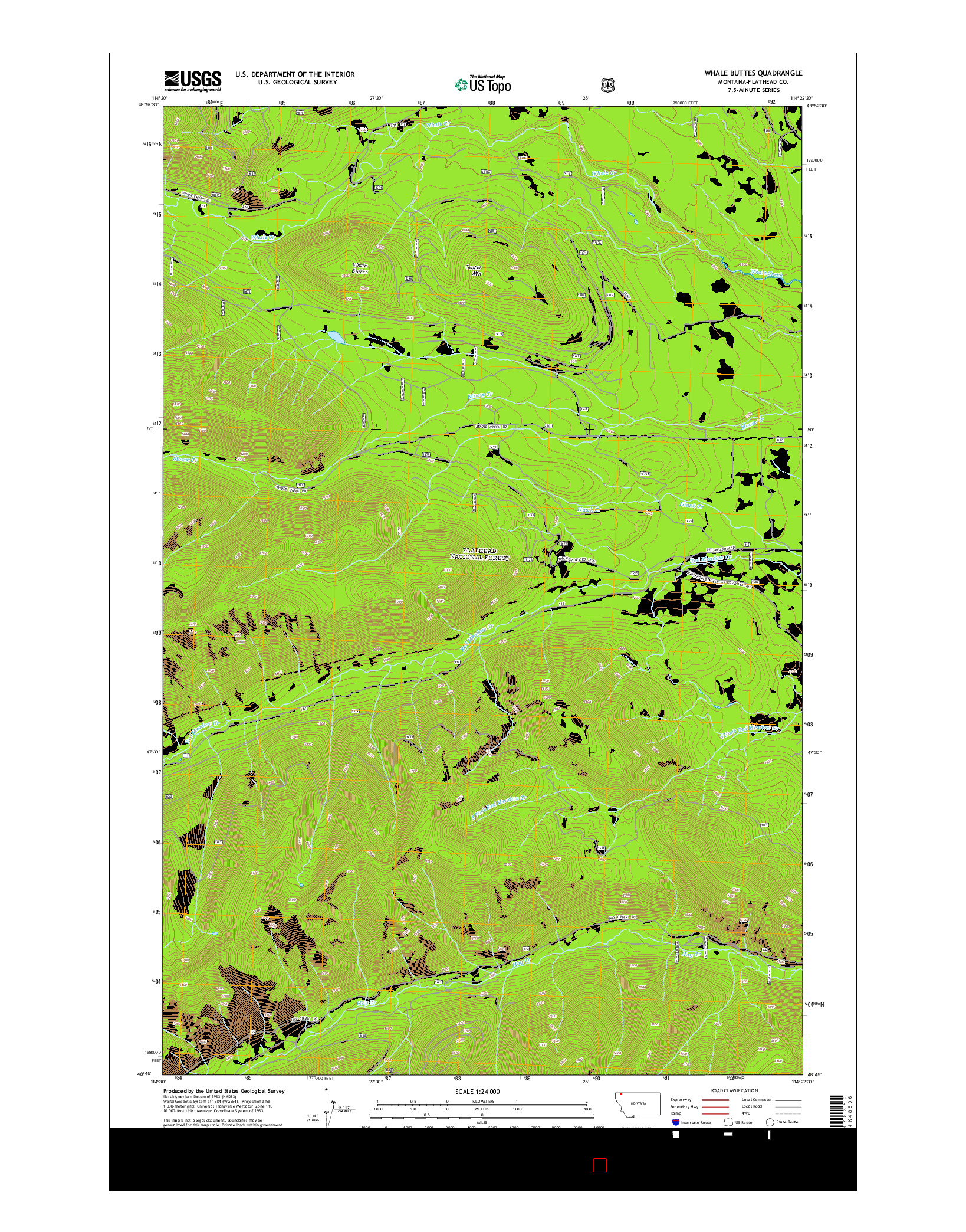 USGS US TOPO 7.5-MINUTE MAP FOR WHALE BUTTES, MT 2014