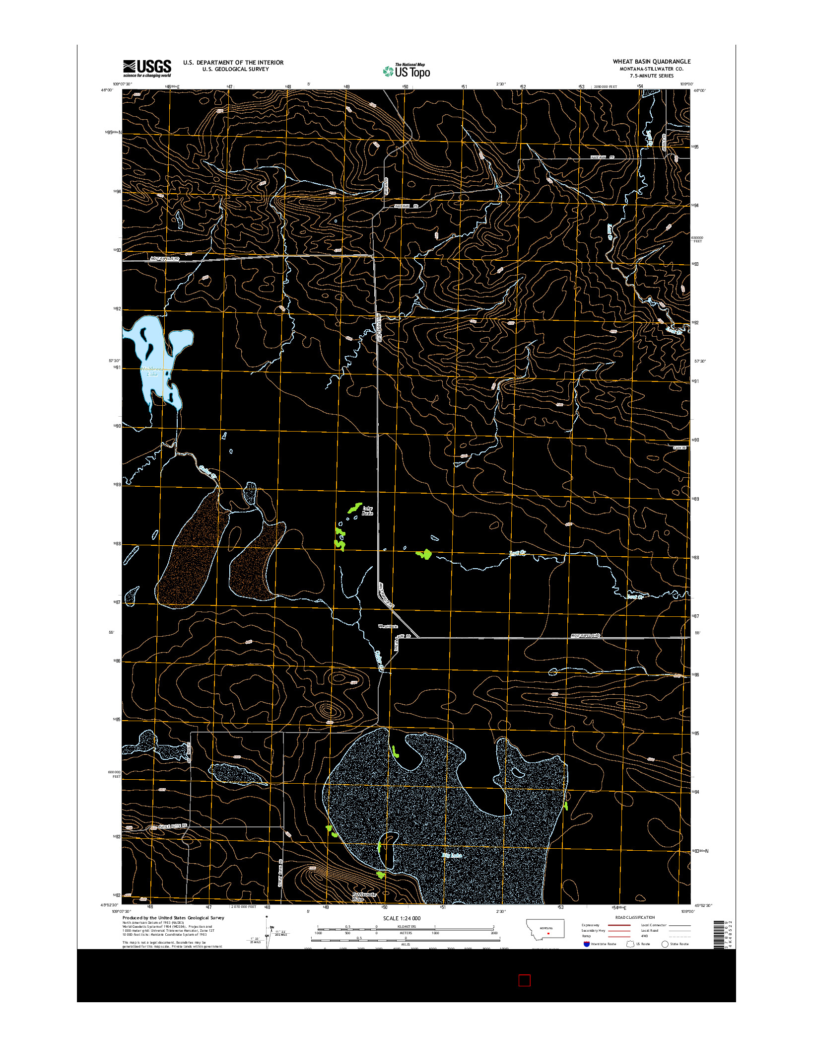 USGS US TOPO 7.5-MINUTE MAP FOR WHEAT BASIN, MT 2014
