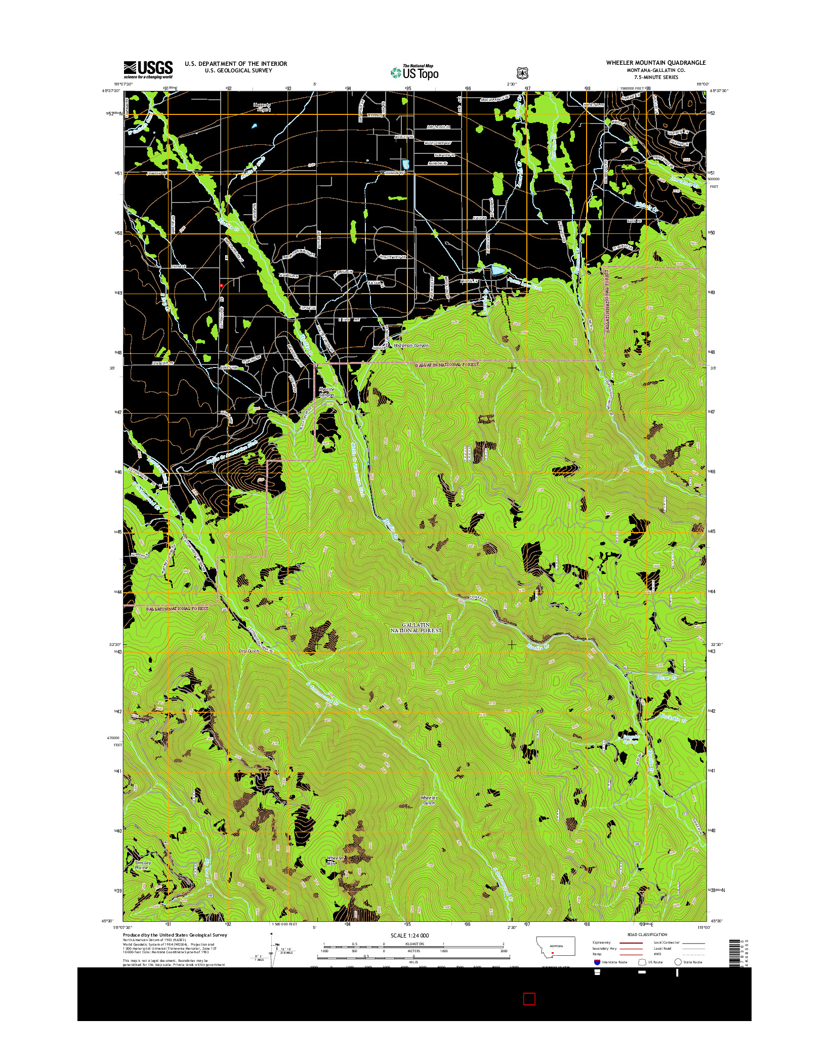 USGS US TOPO 7.5-MINUTE MAP FOR WHEELER MOUNTAIN, MT 2014