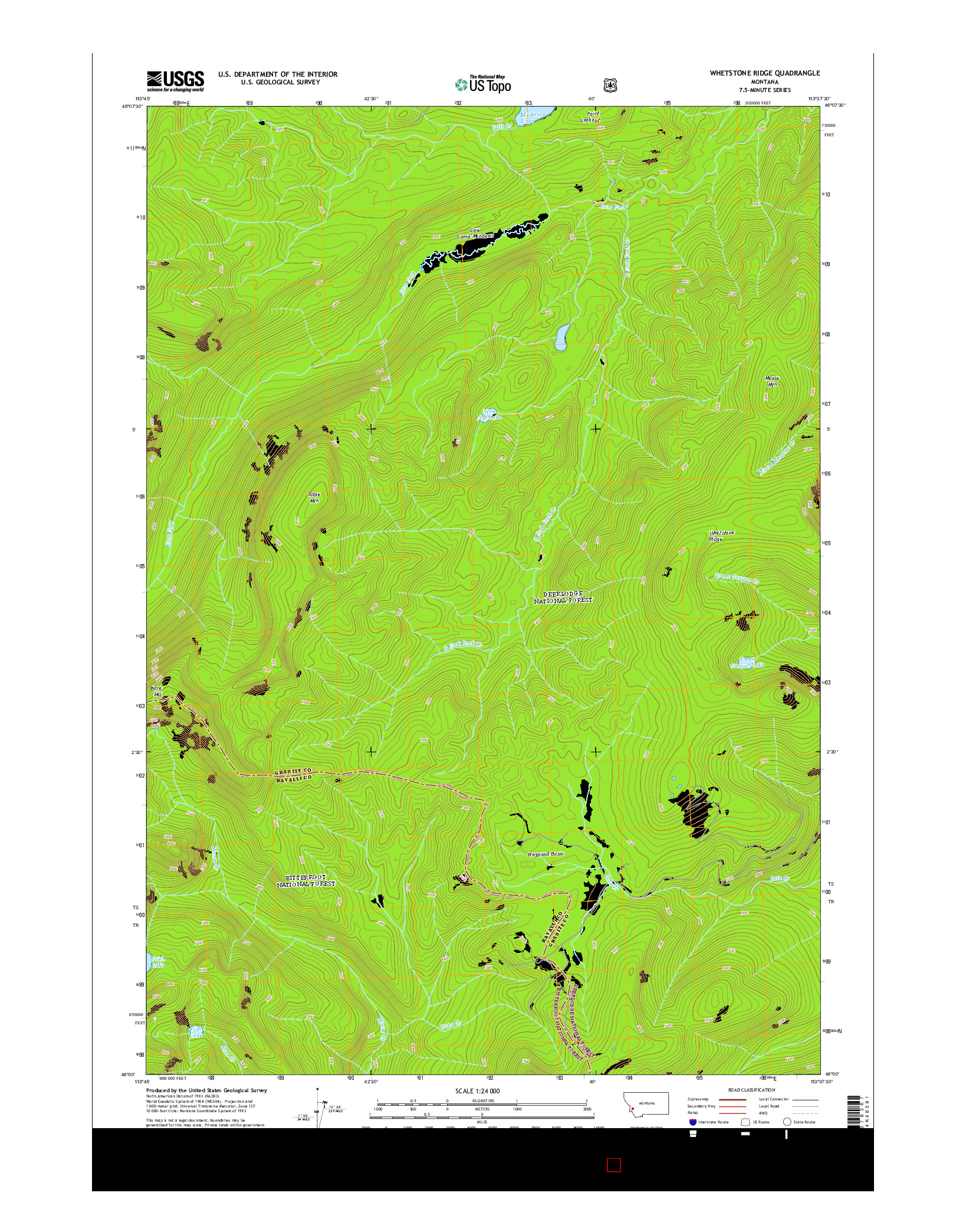 USGS US TOPO 7.5-MINUTE MAP FOR WHETSTONE RIDGE, MT 2014