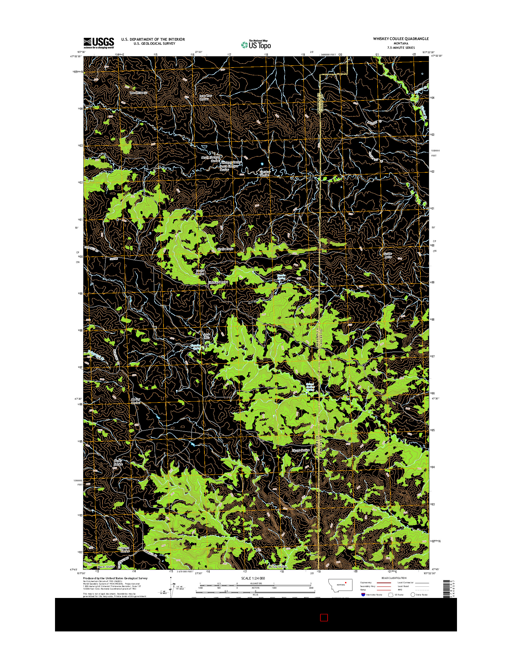 USGS US TOPO 7.5-MINUTE MAP FOR WHISKEY COULEE, MT 2014