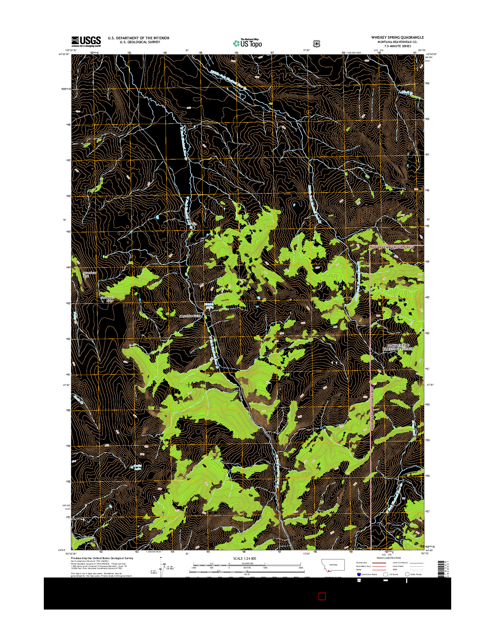 USGS US TOPO 7.5-MINUTE MAP FOR WHISKEY SPRING, MT 2014