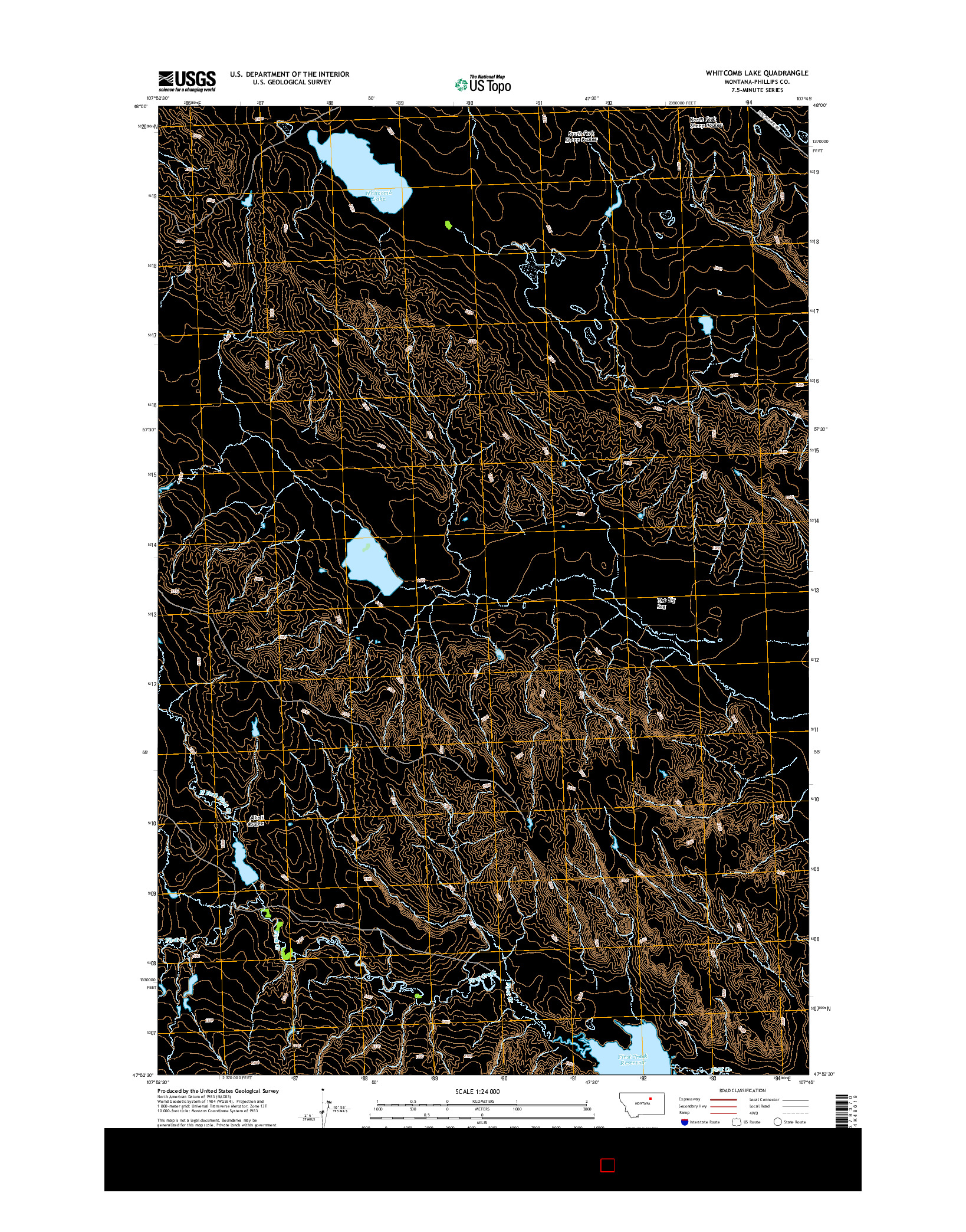 USGS US TOPO 7.5-MINUTE MAP FOR WHITCOMB LAKE, MT 2014