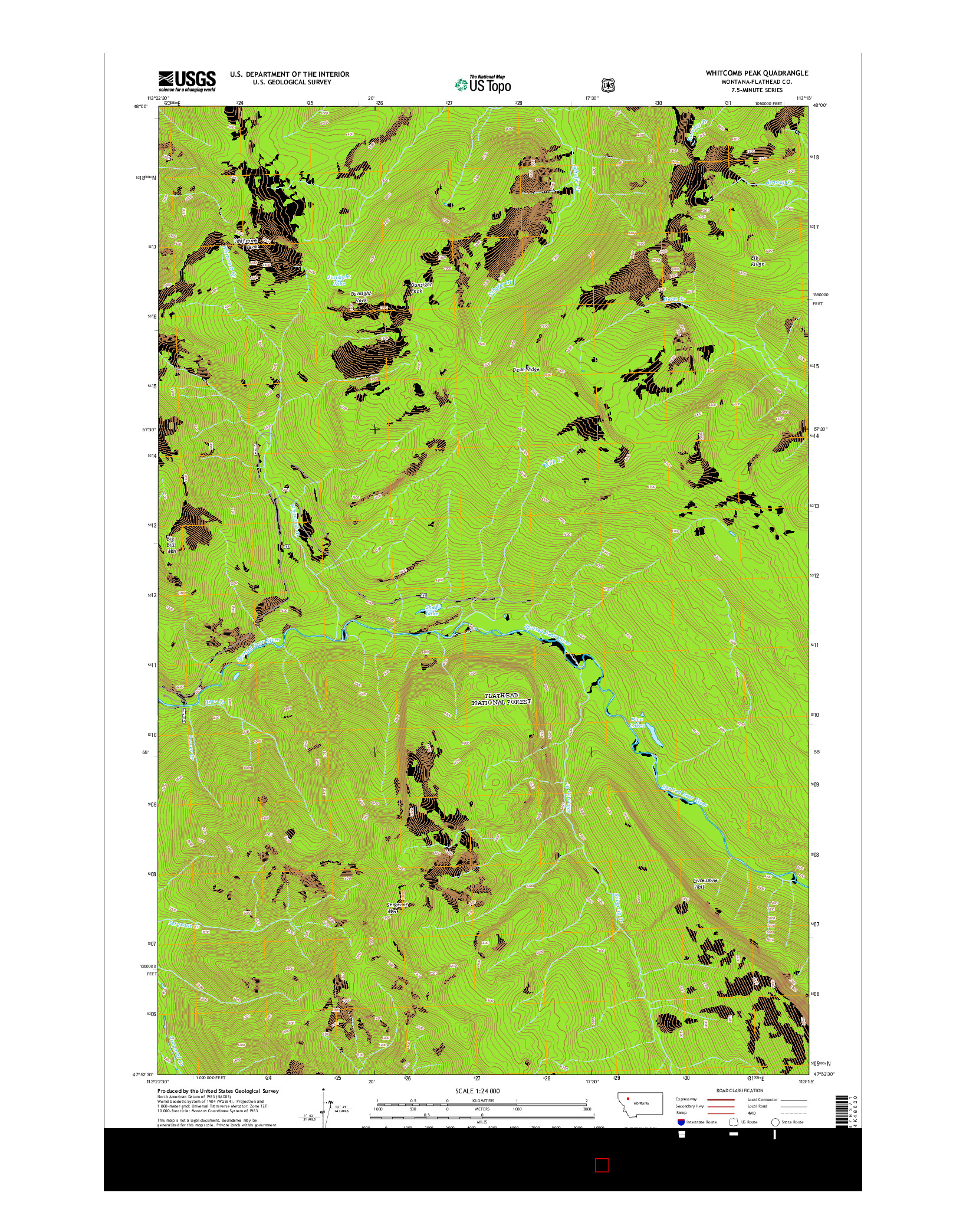 USGS US TOPO 7.5-MINUTE MAP FOR WHITCOMB PEAK, MT 2014