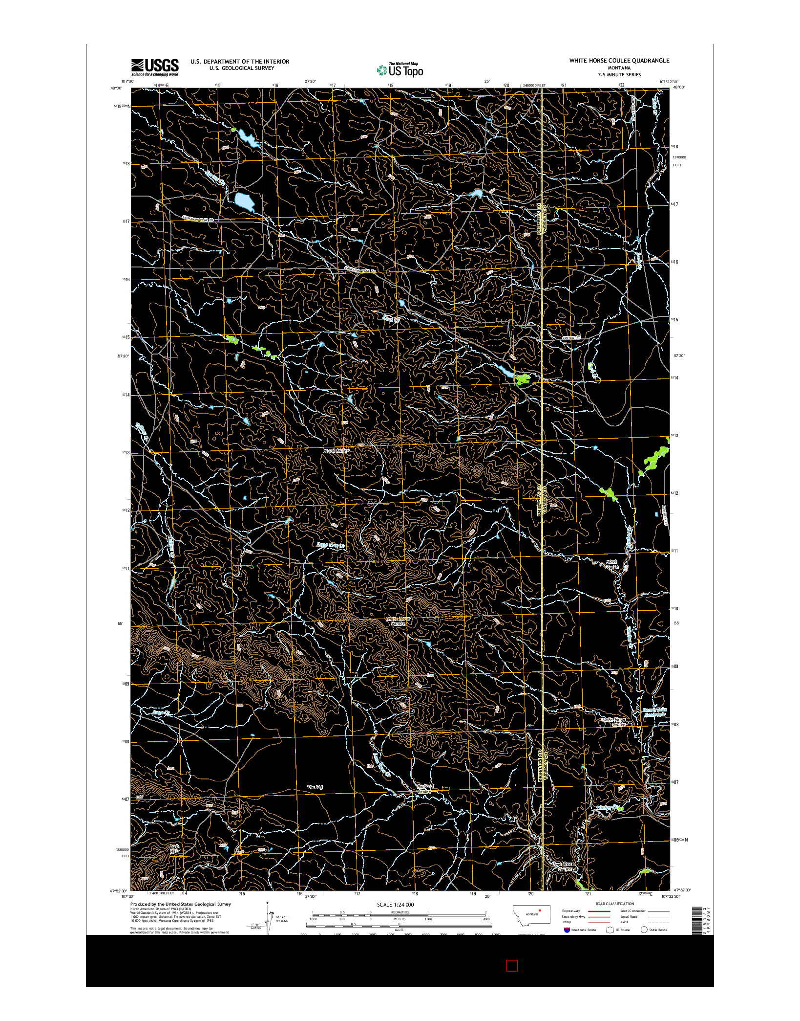 USGS US TOPO 7.5-MINUTE MAP FOR WHITE HORSE COULEE, MT 2014