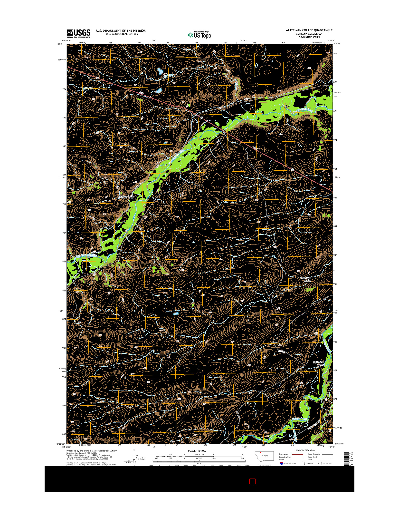 USGS US TOPO 7.5-MINUTE MAP FOR WHITE MAN COULEE, MT 2014