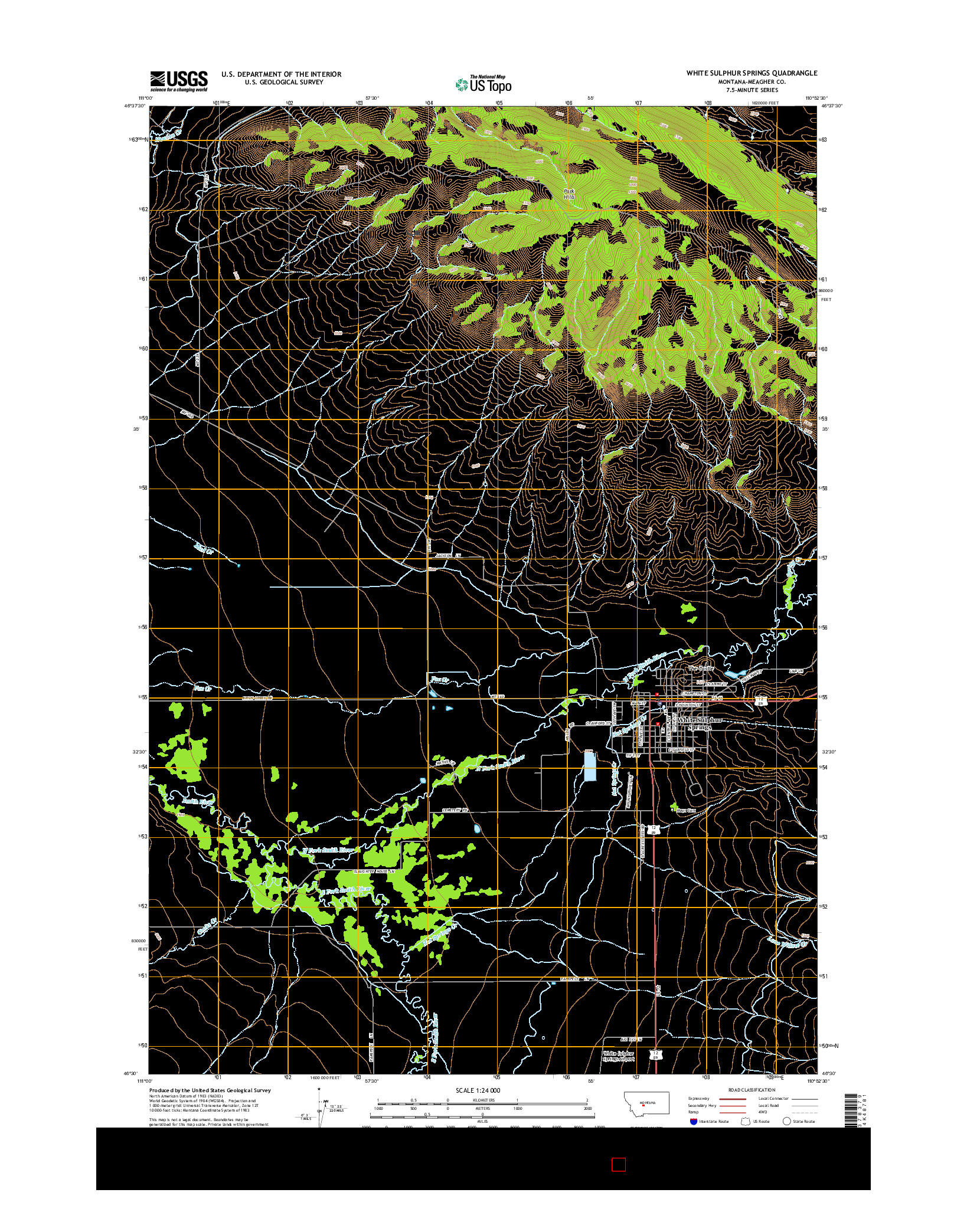 USGS US TOPO 7.5-MINUTE MAP FOR WHITE SULPHUR SPRINGS, MT 2014