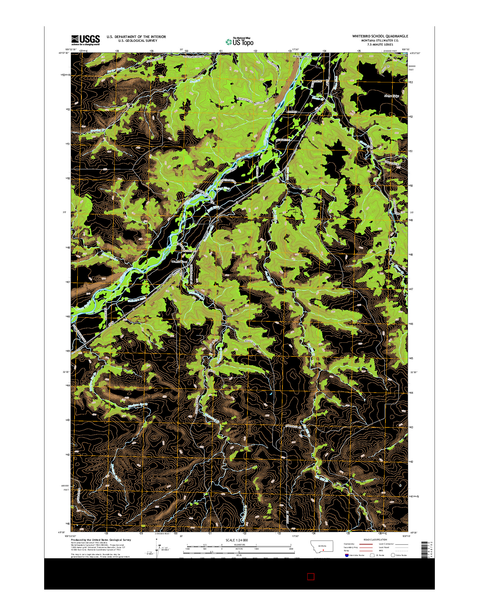 USGS US TOPO 7.5-MINUTE MAP FOR WHITEBIRD SCHOOL, MT 2014