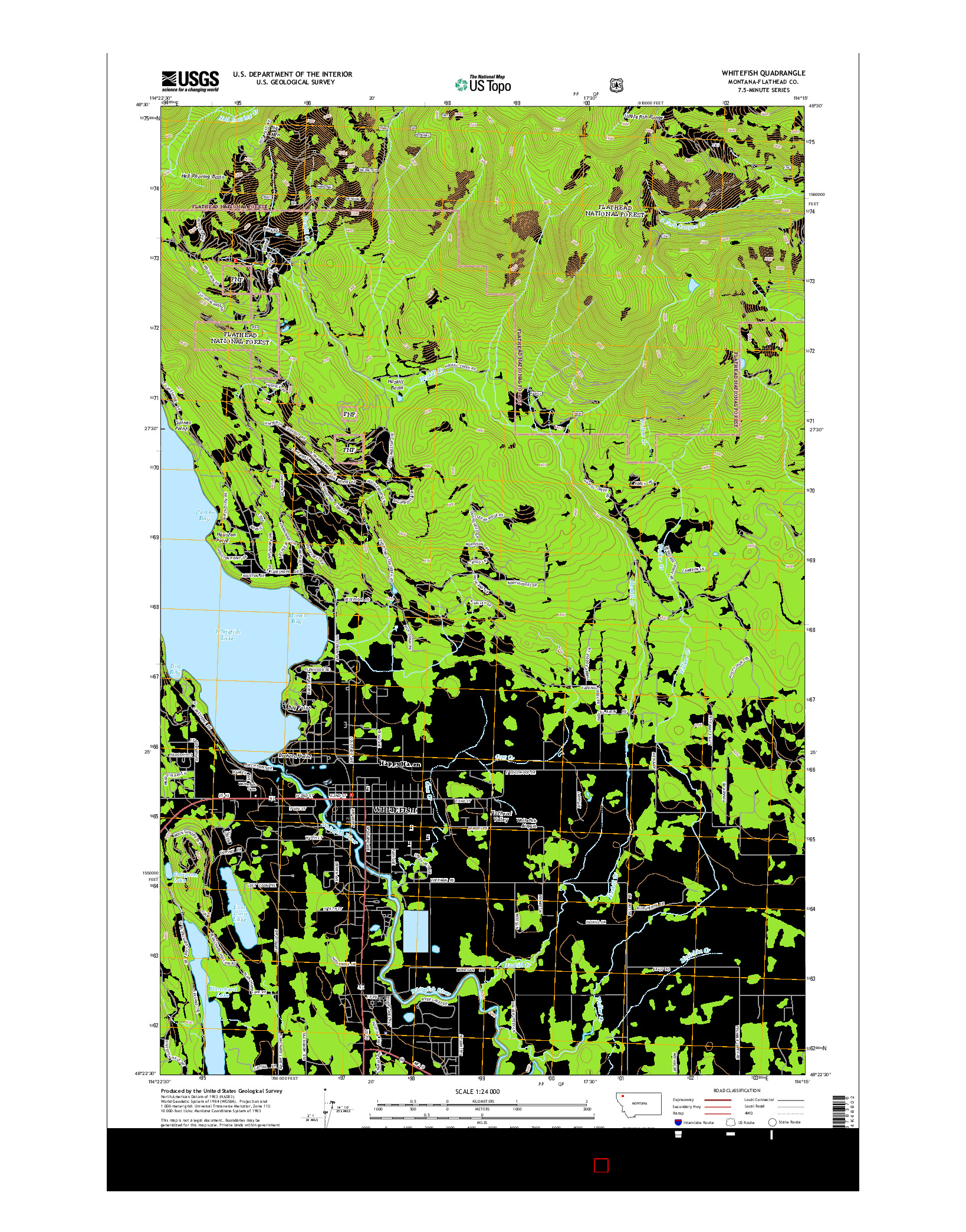 USGS US TOPO 7.5-MINUTE MAP FOR WHITEFISH, MT 2014