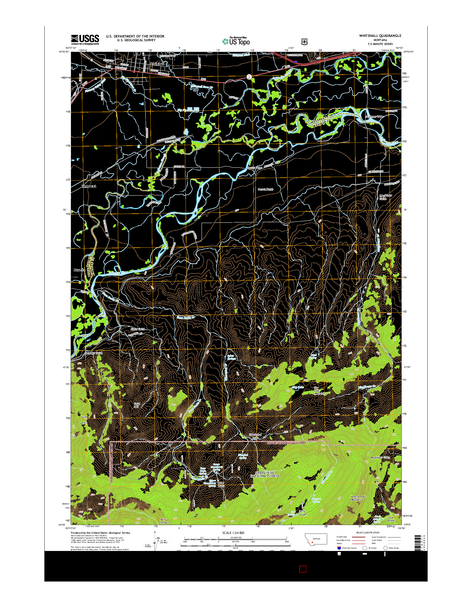 USGS US TOPO 7.5-MINUTE MAP FOR WHITEHALL, MT 2014