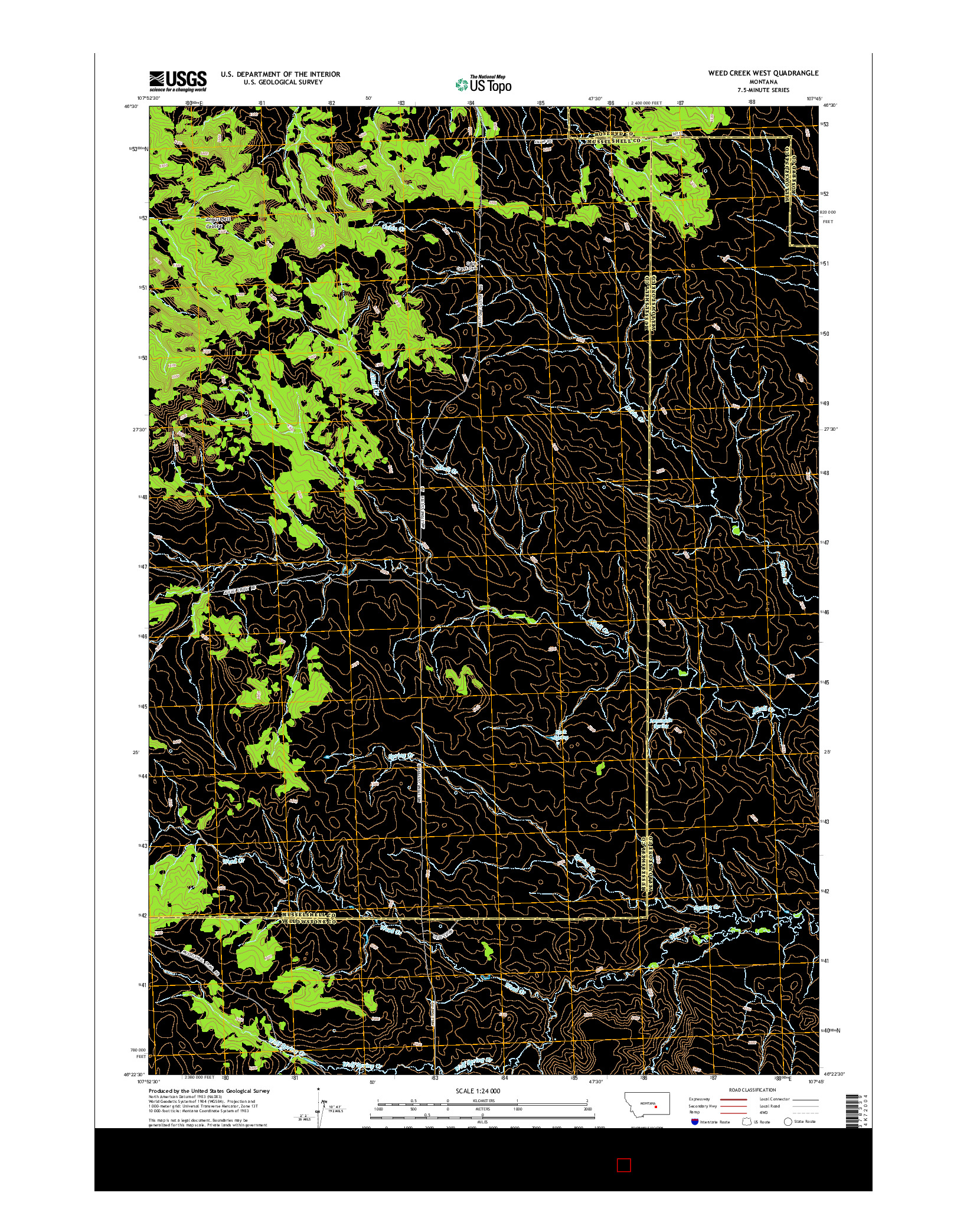 USGS US TOPO 7.5-MINUTE MAP FOR WEED CREEK WEST, MT 2014