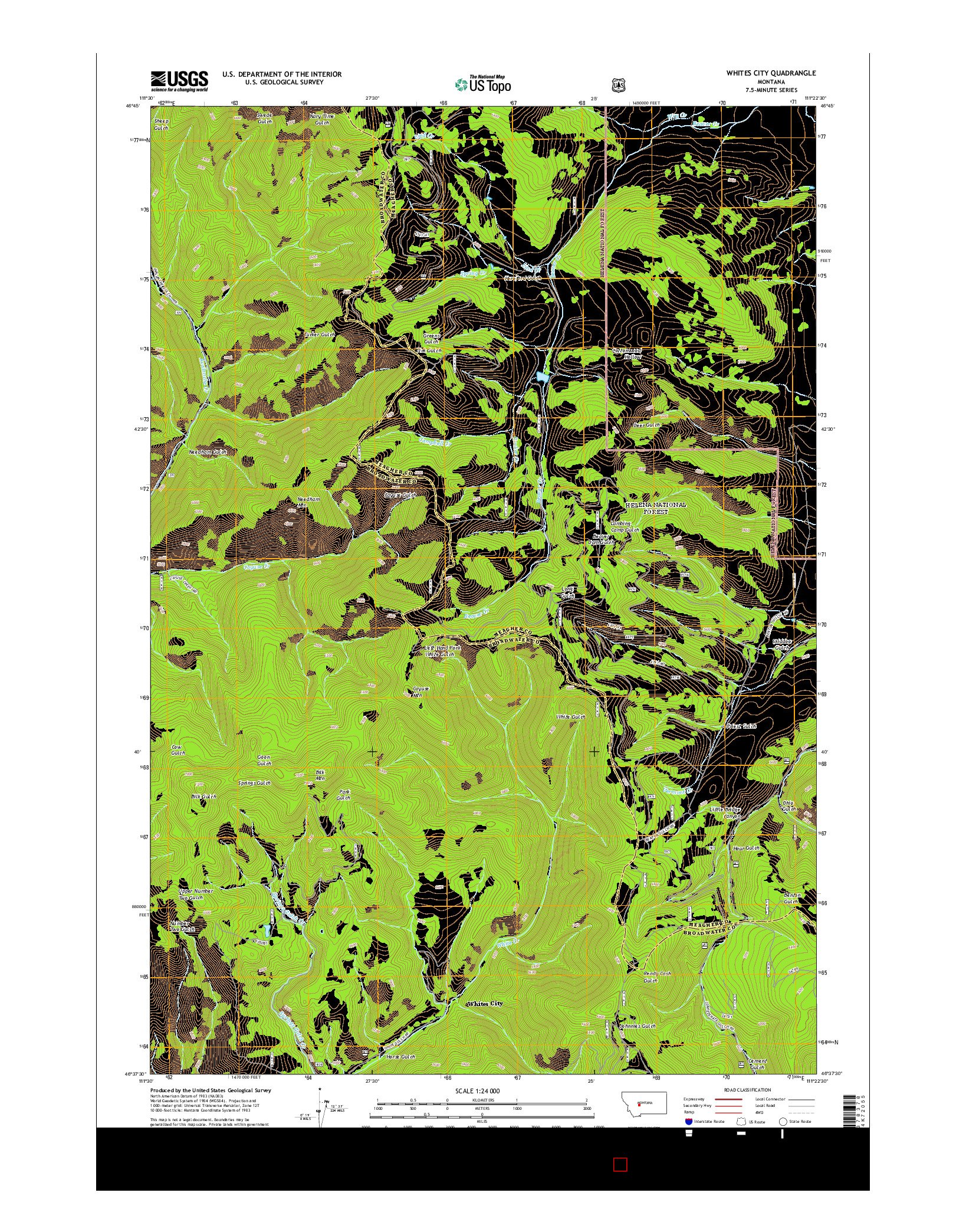 USGS US TOPO 7.5-MINUTE MAP FOR WHITES CITY, MT 2014