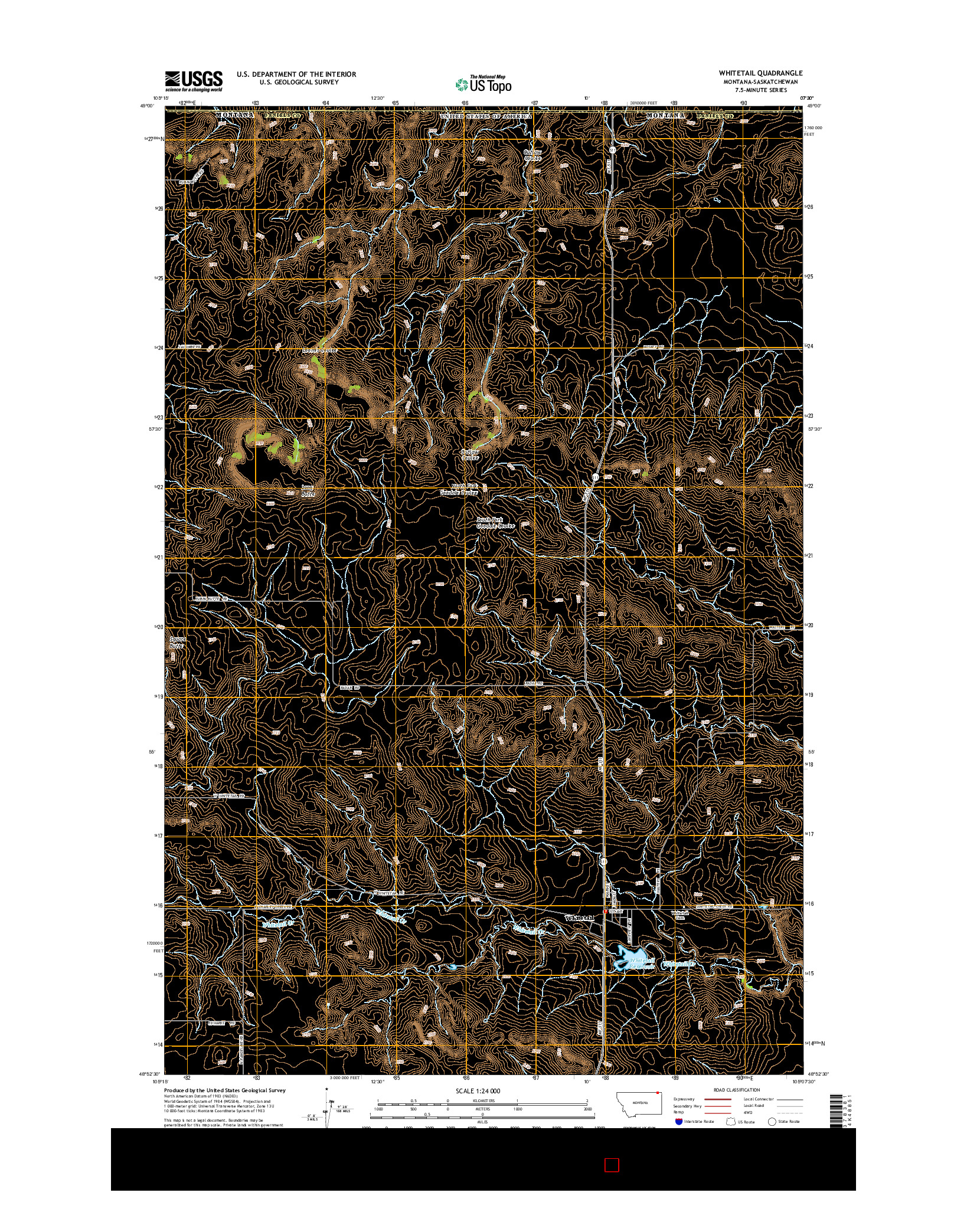 USGS US TOPO 7.5-MINUTE MAP FOR WHITETAIL, MT-SK 2014