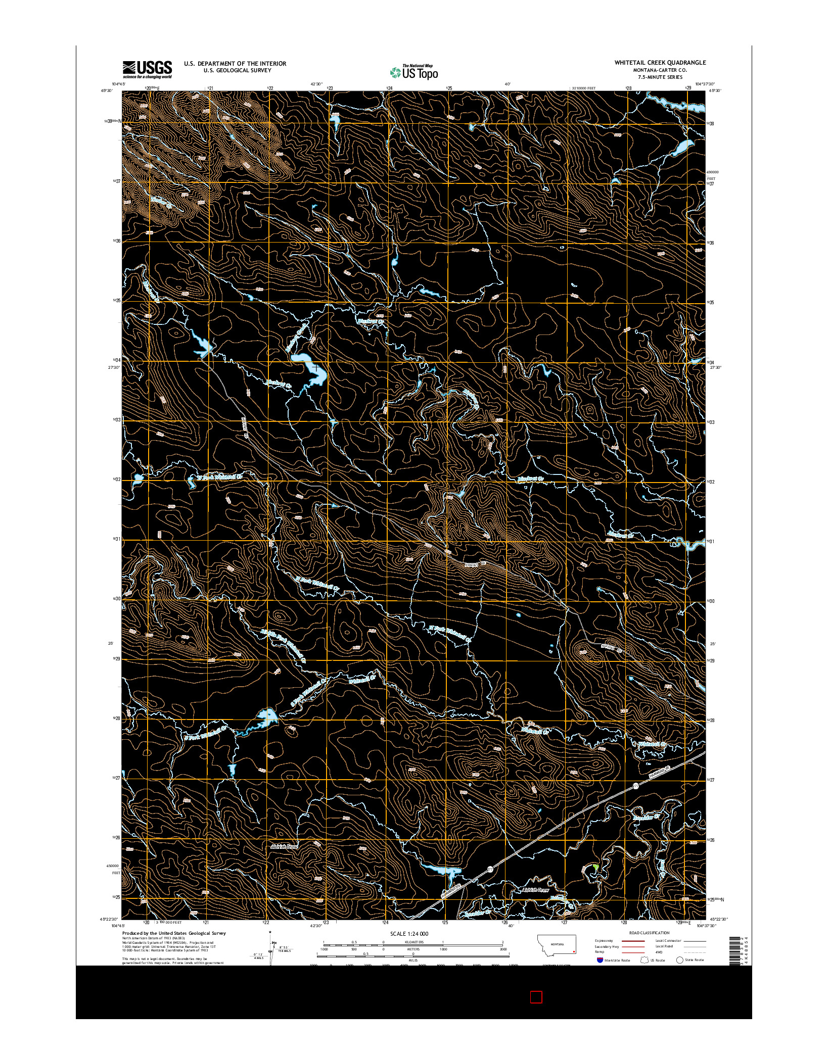 USGS US TOPO 7.5-MINUTE MAP FOR WHITETAIL CREEK, MT 2014
