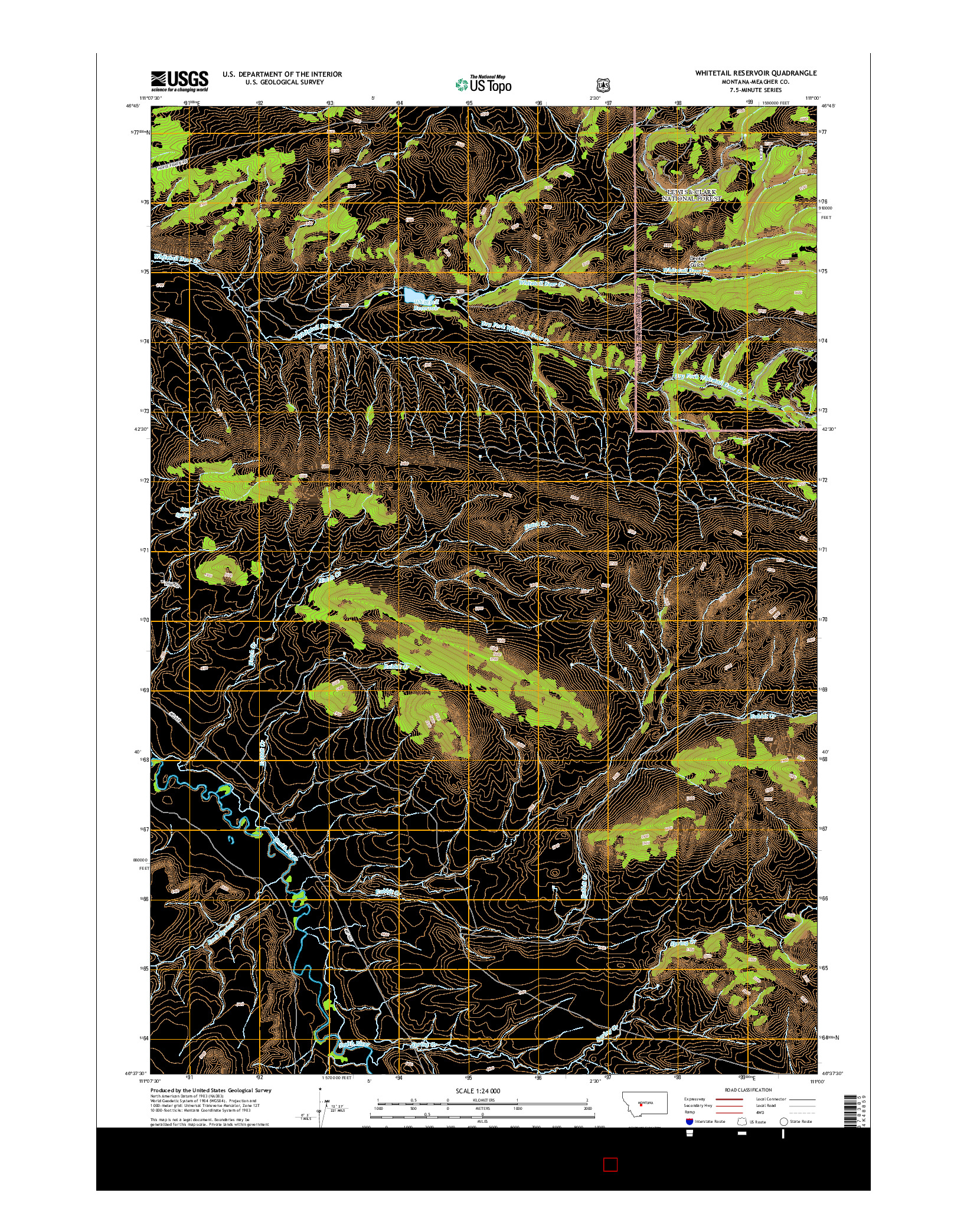 USGS US TOPO 7.5-MINUTE MAP FOR WHITETAIL RESERVOIR, MT 2014