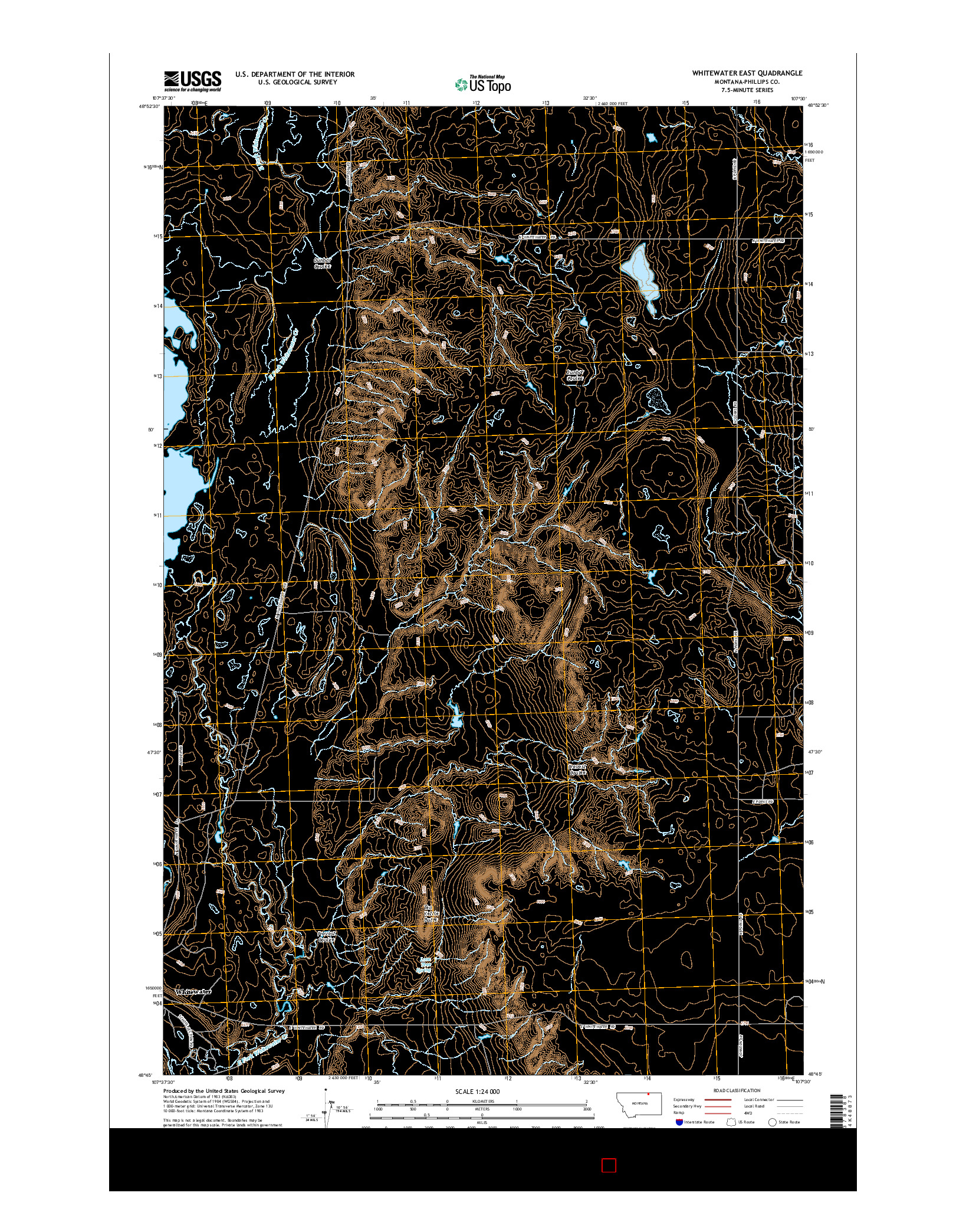 USGS US TOPO 7.5-MINUTE MAP FOR WHITEWATER EAST, MT 2014