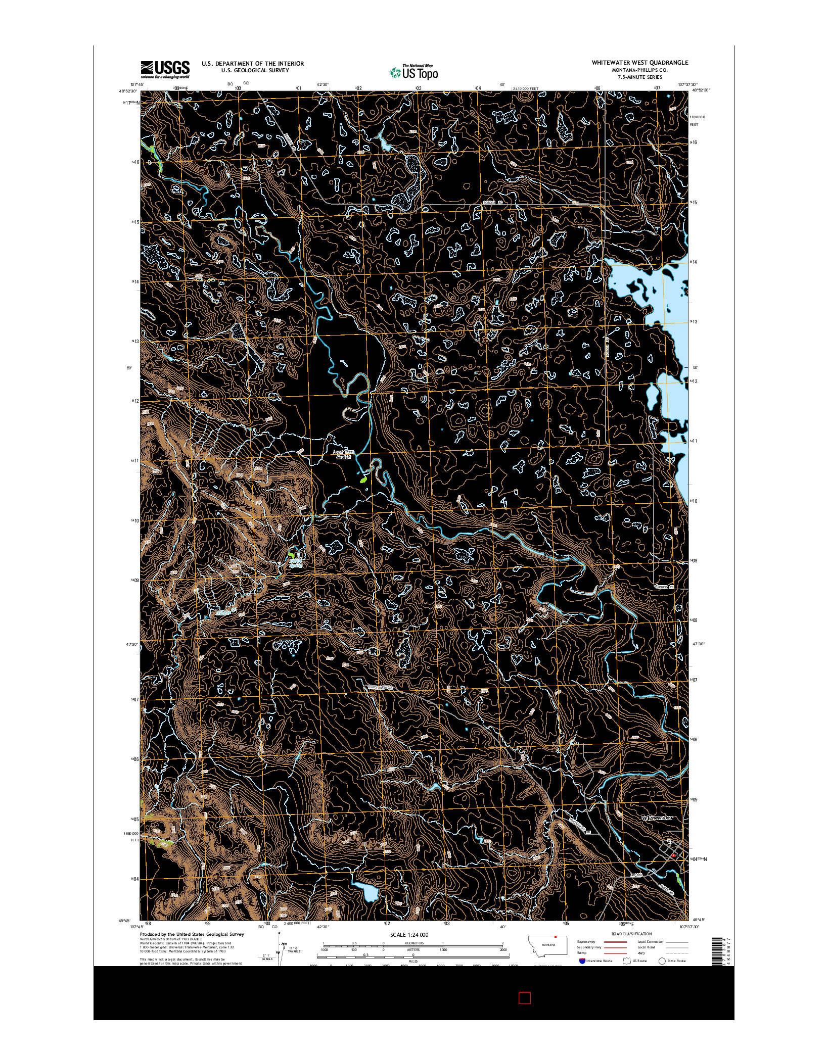 USGS US TOPO 7.5-MINUTE MAP FOR WHITEWATER WEST, MT 2014