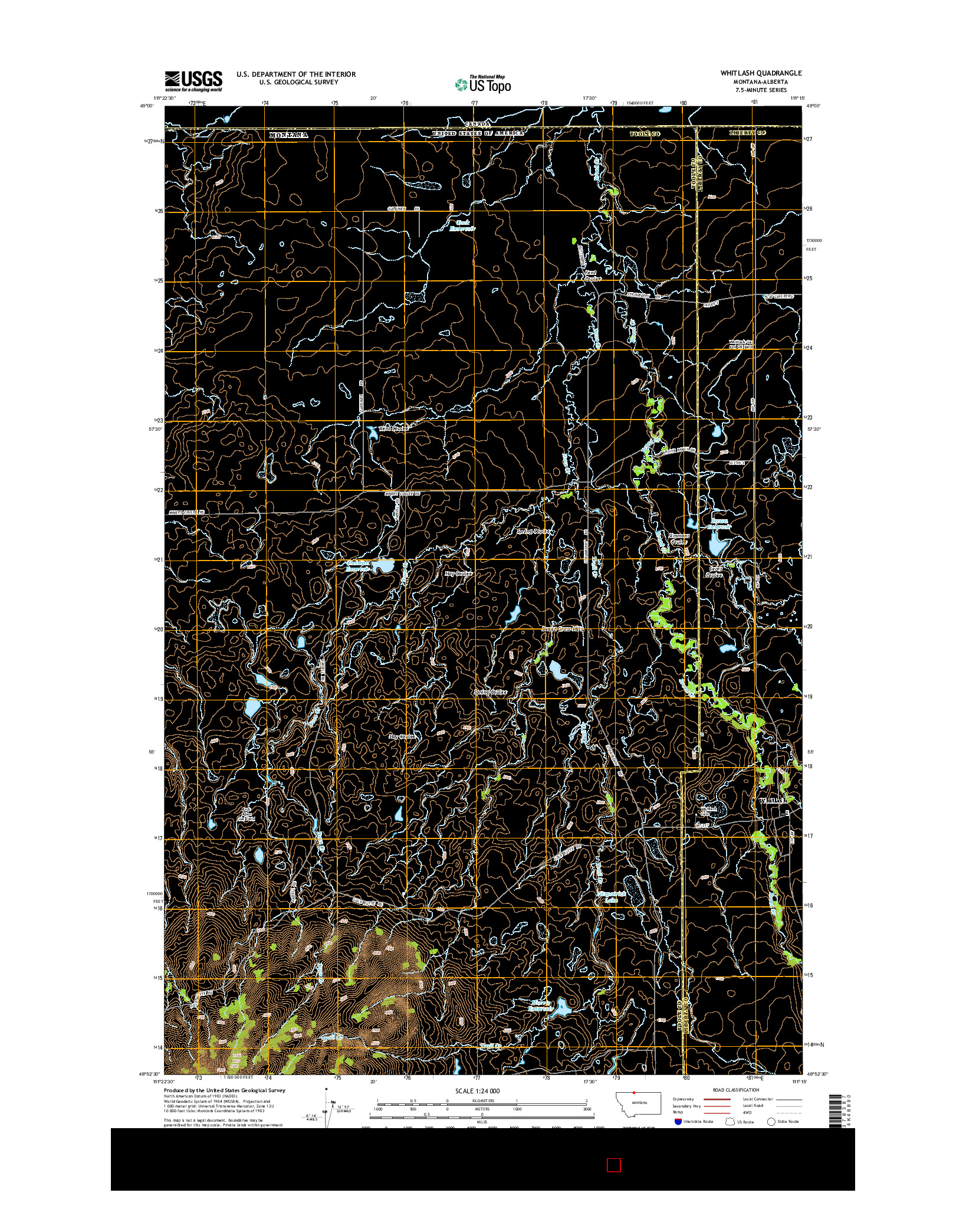 USGS US TOPO 7.5-MINUTE MAP FOR WHITLASH, MT-AB 2014