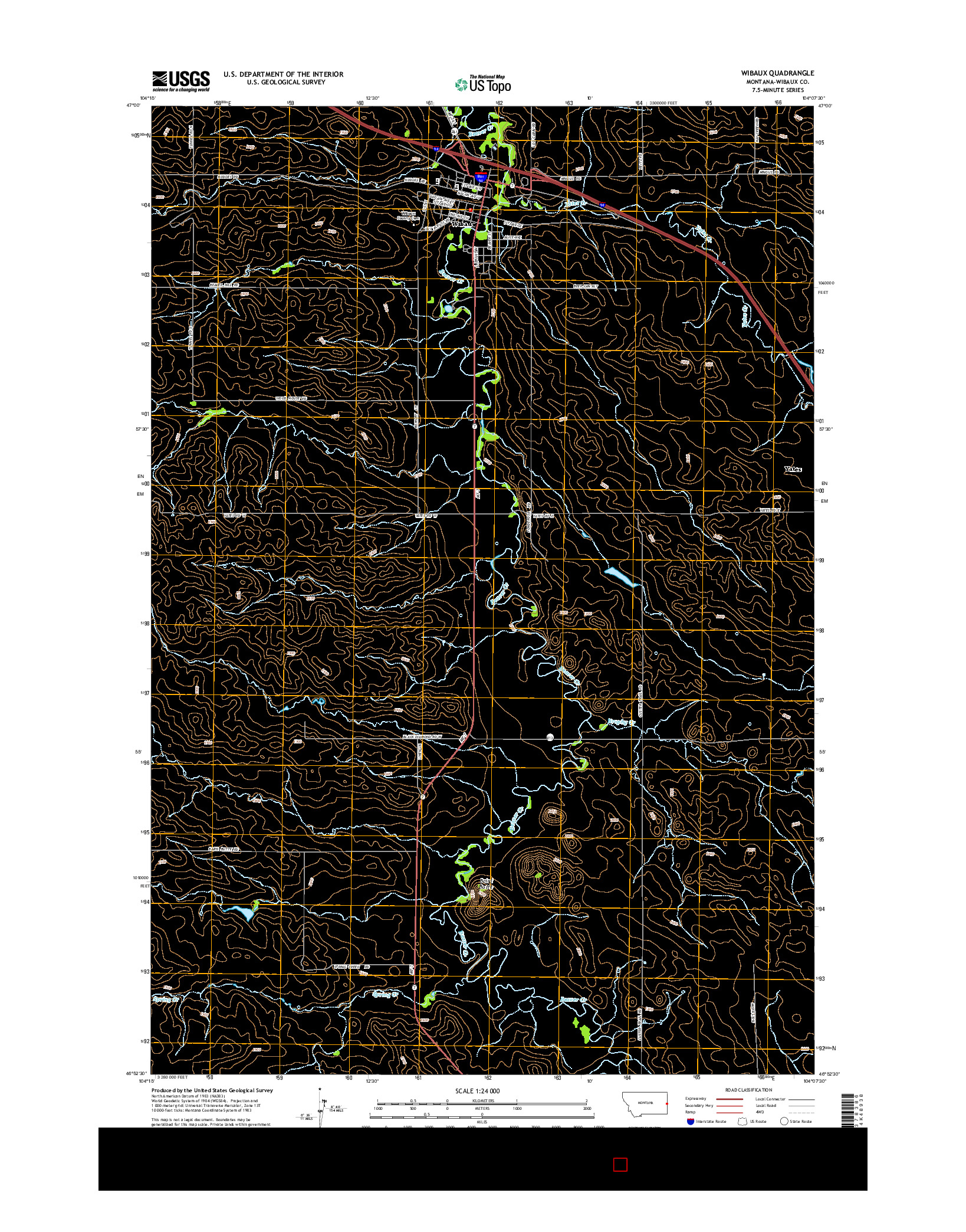 USGS US TOPO 7.5-MINUTE MAP FOR WIBAUX, MT 2014