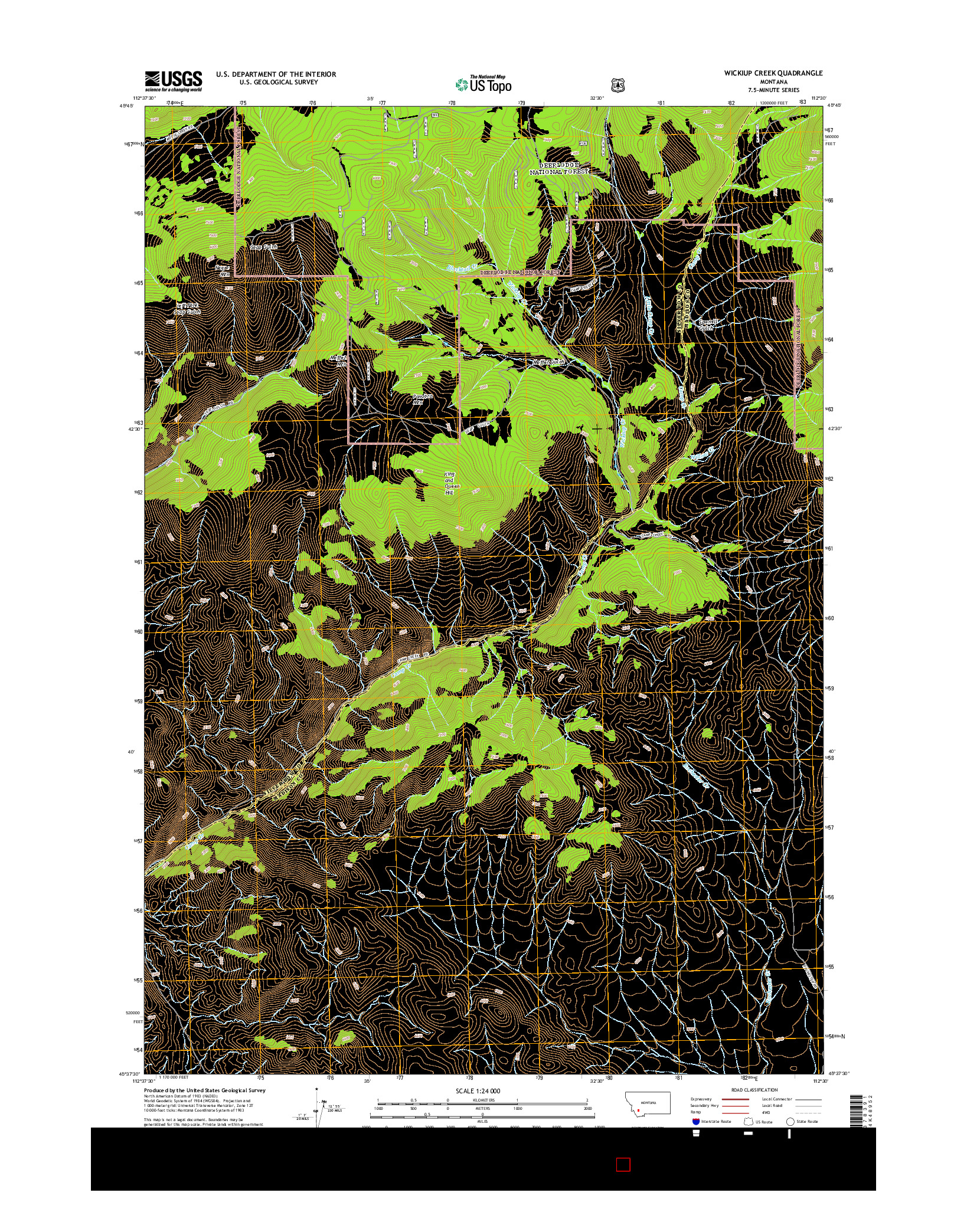 USGS US TOPO 7.5-MINUTE MAP FOR WICKIUP CREEK, MT 2014