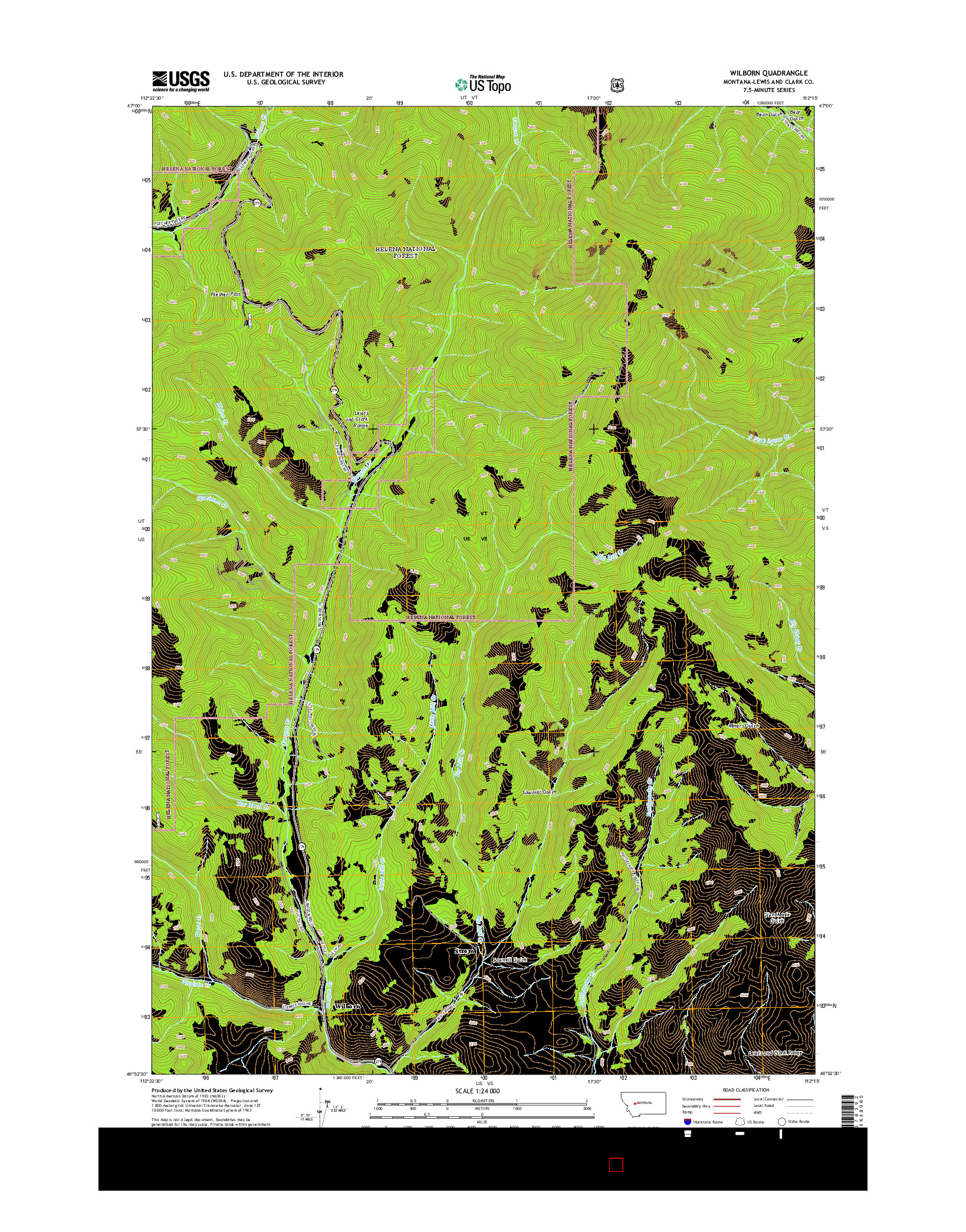 USGS US TOPO 7.5-MINUTE MAP FOR WILBORN, MT 2014