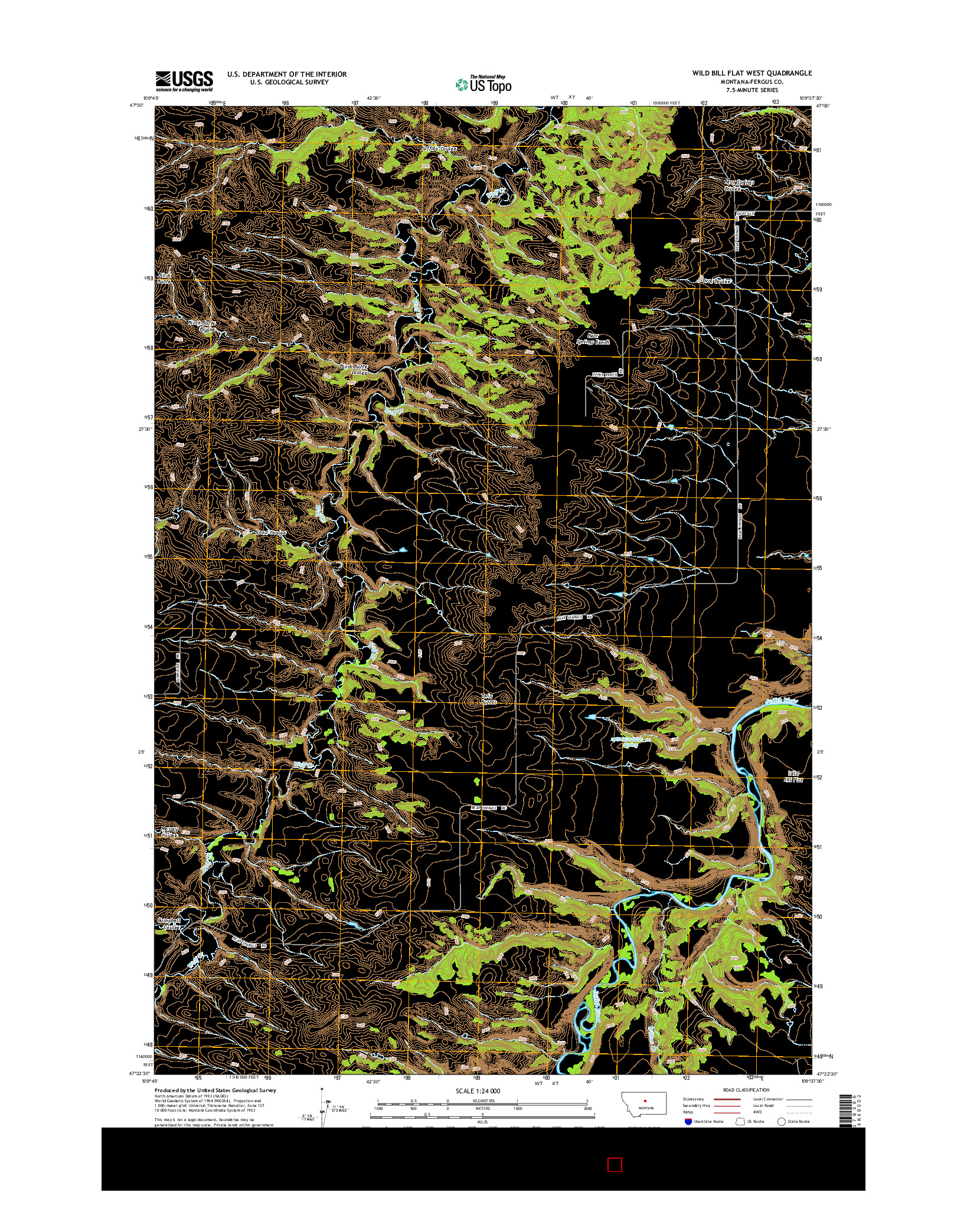 USGS US TOPO 7.5-MINUTE MAP FOR WILD BILL FLAT WEST, MT 2014