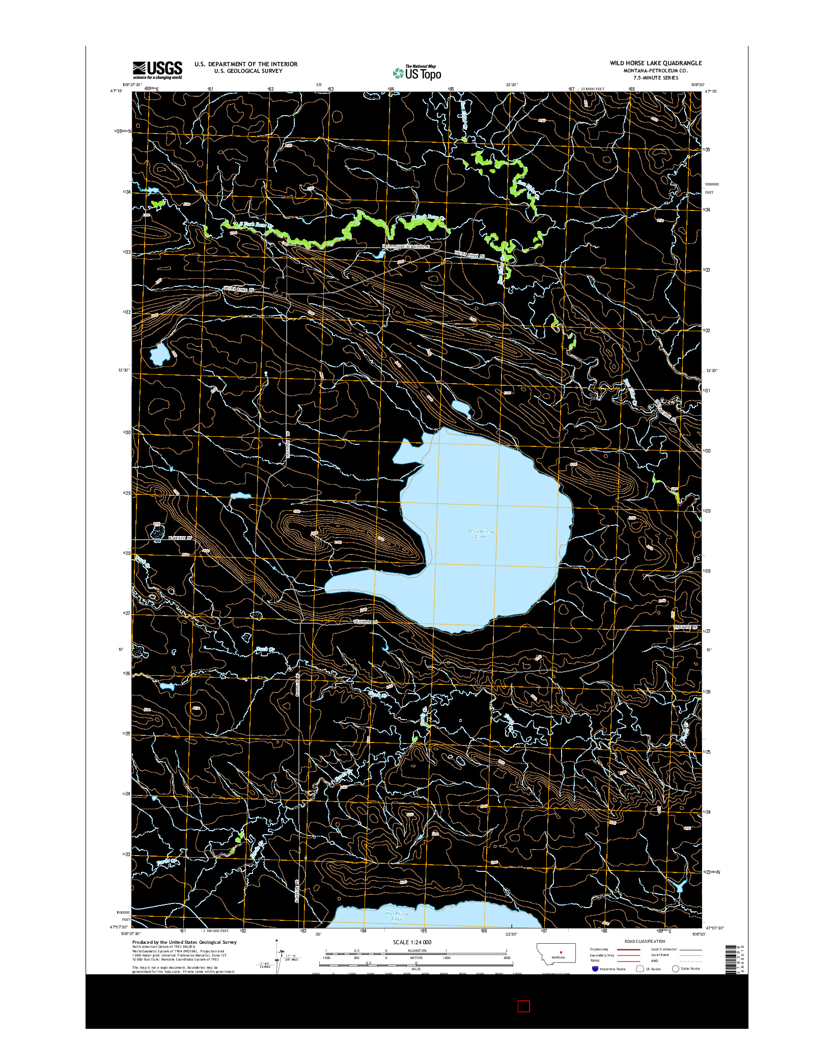 USGS US TOPO 7.5-MINUTE MAP FOR WILD HORSE LAKE, MT 2014