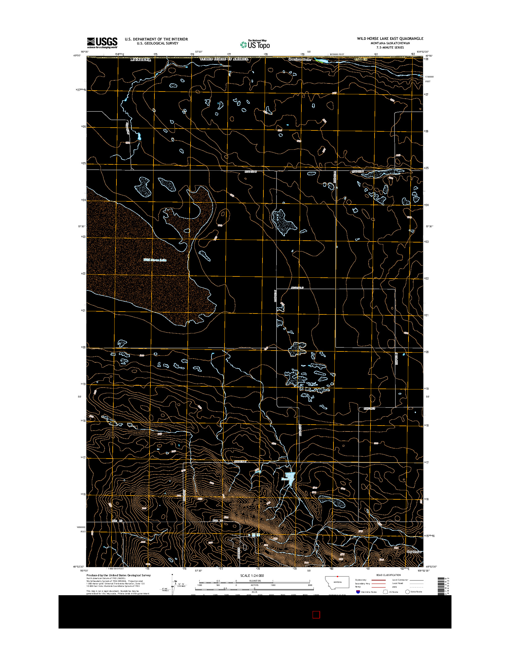 USGS US TOPO 7.5-MINUTE MAP FOR WILD HORSE LAKE EAST, MT-SK 2014